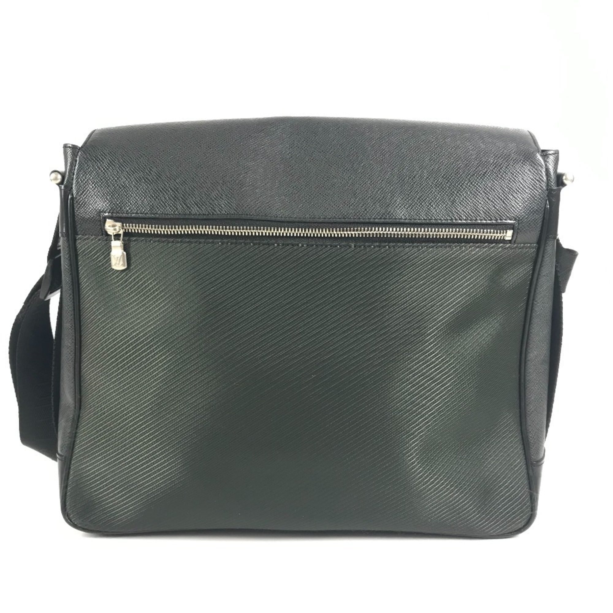 Louis Vuitton Black Khaki Taiga Leather Messenger Bag Shoulder Bag (Pre-Owned)