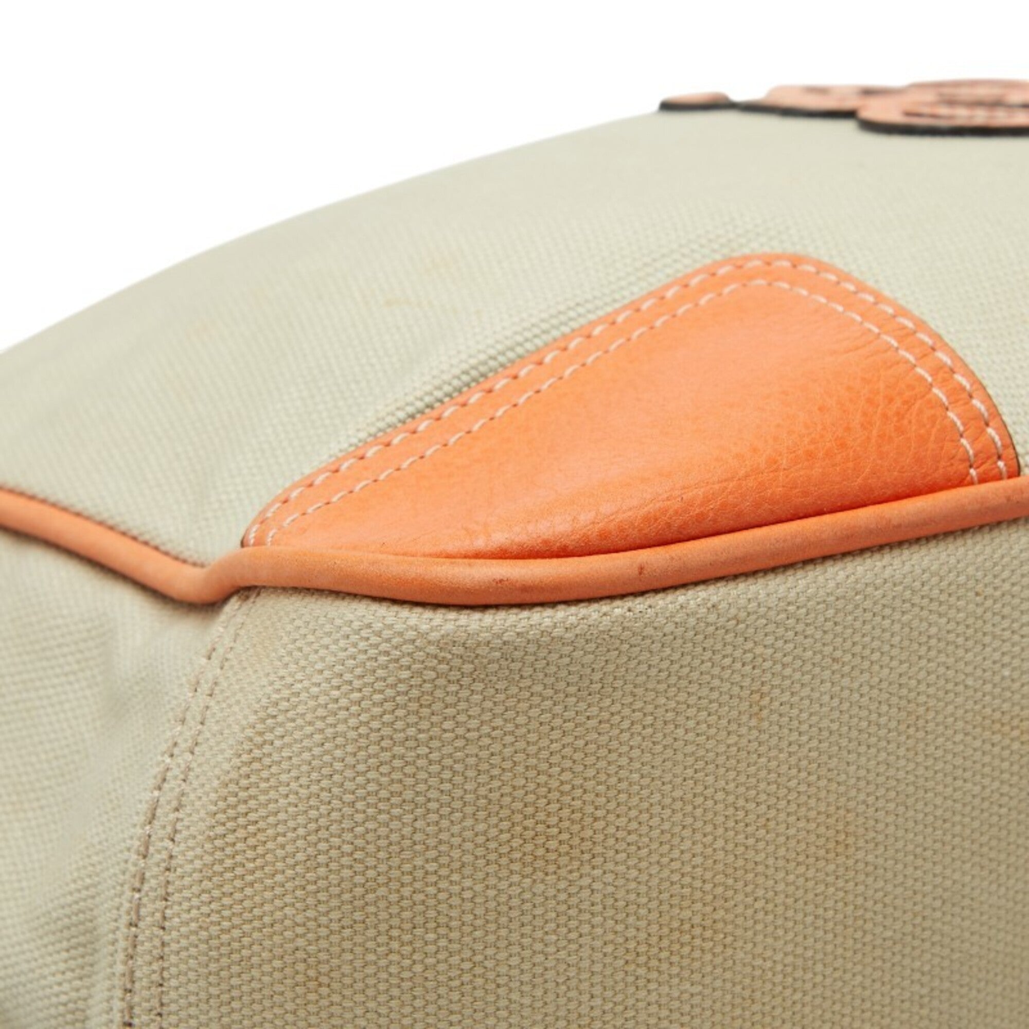 Loewe Beige Orange Canvas Leather Shoulder Bag Tote Bag (Pre-Owned)