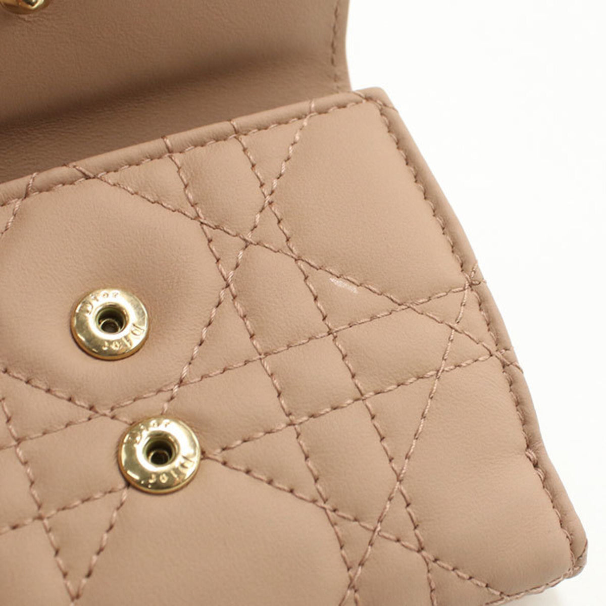 Christian Dior Beige Leather Wallet (Tri-Fold) (Pre-Owned)
