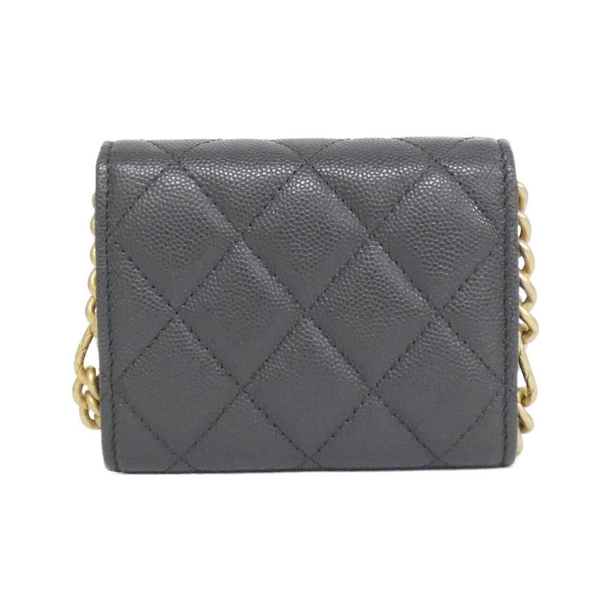 Chanel Gray Grained Calfskin Clutch Bag Shoulder Bag (Pre-Owned)