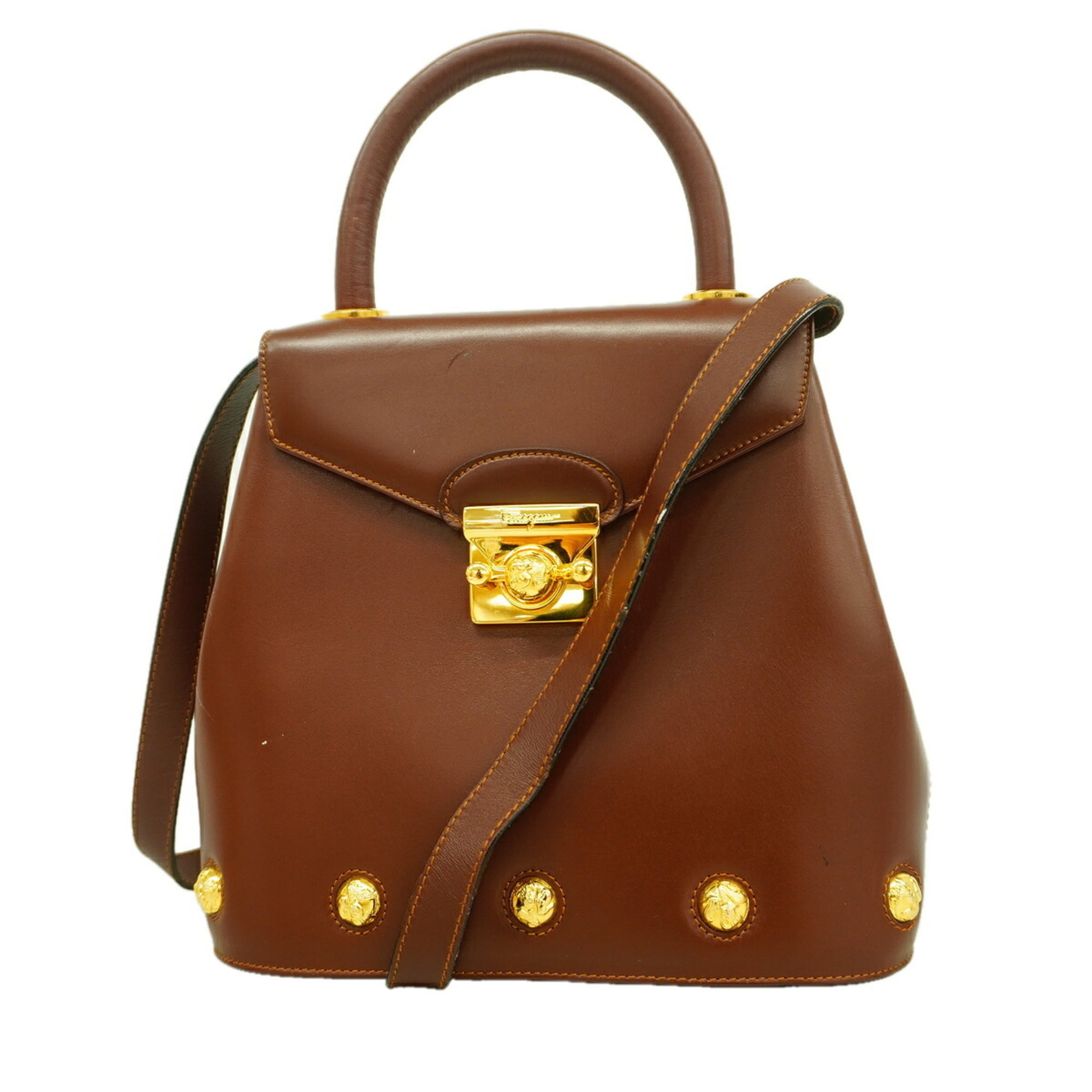 Salvatore Ferragamo Brown Leather Handbag (Pre-Owned)
