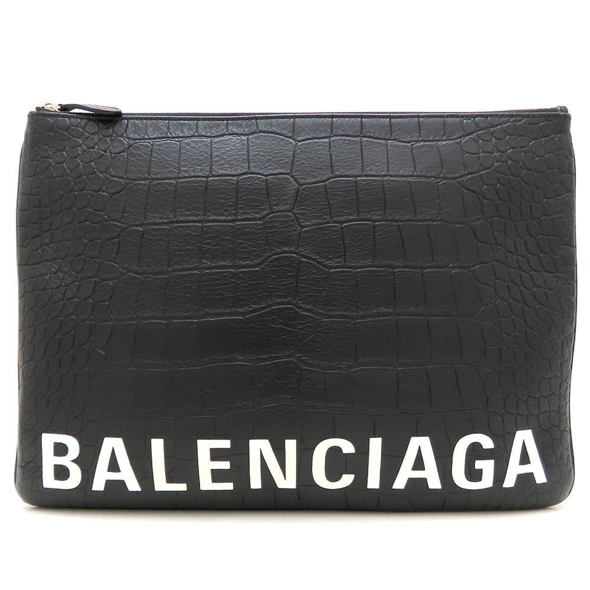 Balenciaga Black Leather Clutch Bag (Pre-Owned)