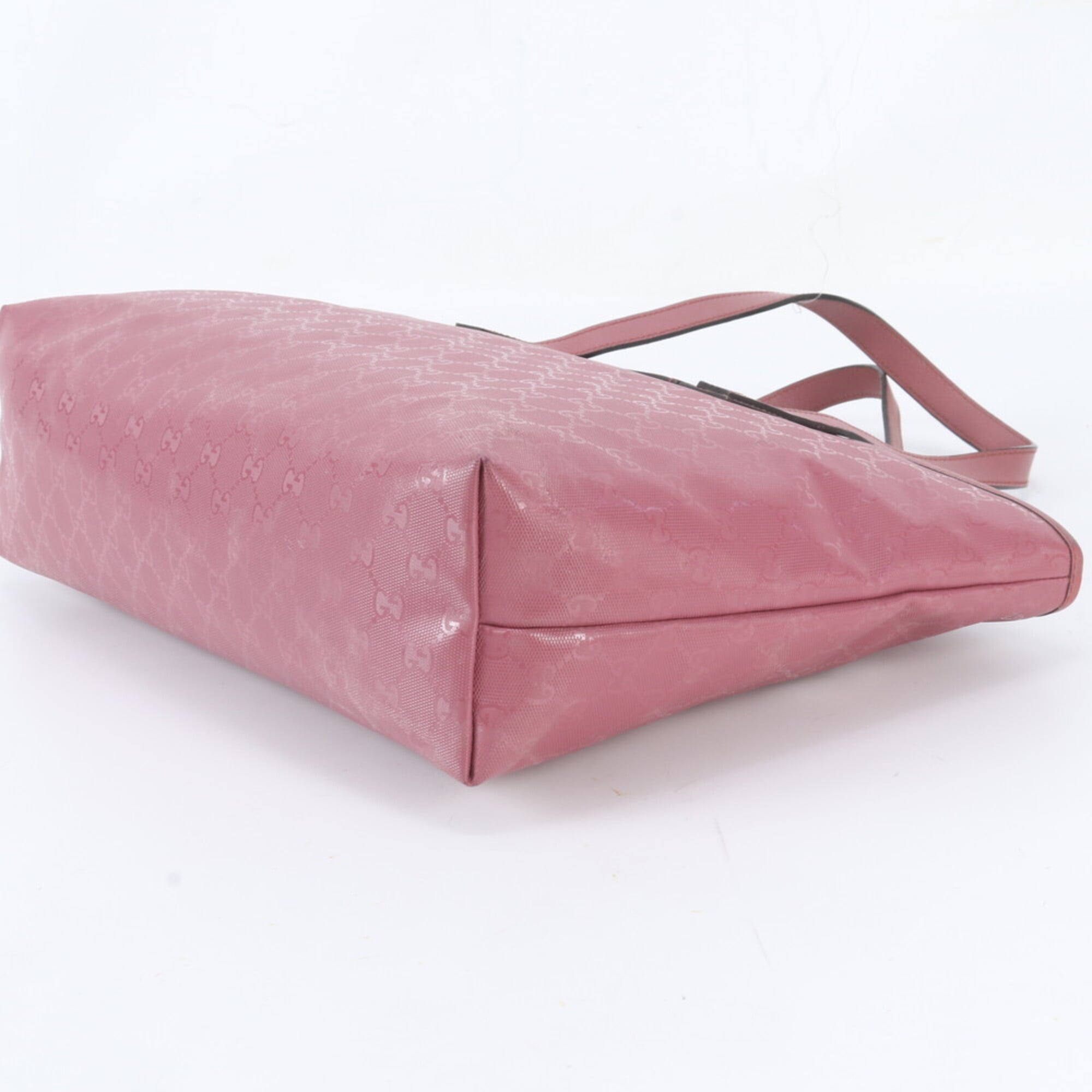 Gucci Pink Leather Coated Canvas Handbag Shoulder Bag Tote Bag (Pre-Owned)