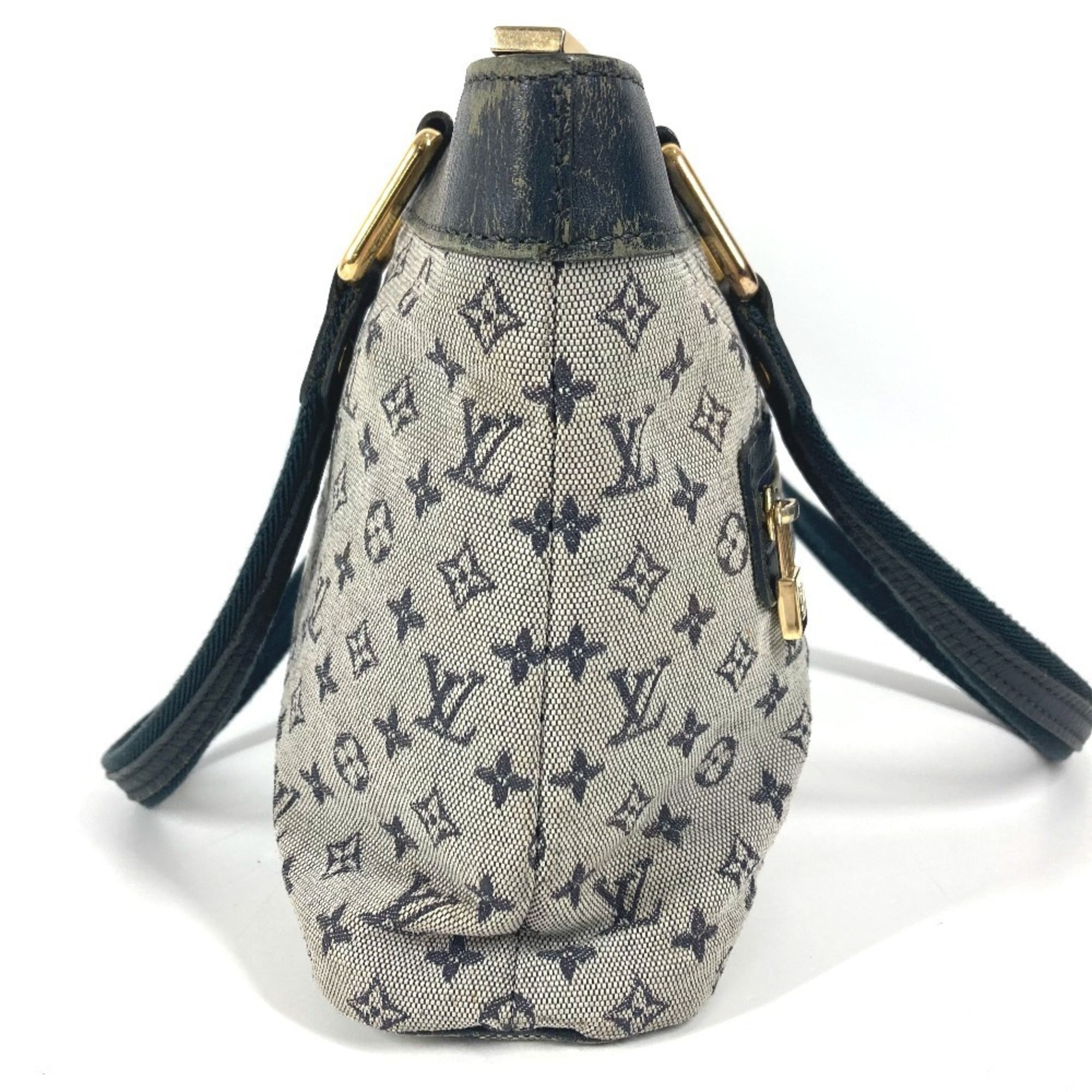 Louis Vuitton Navy Monogram Mini Canvas Leather Handbag Shoulder Bag Tote Bag (Pre-Owned)