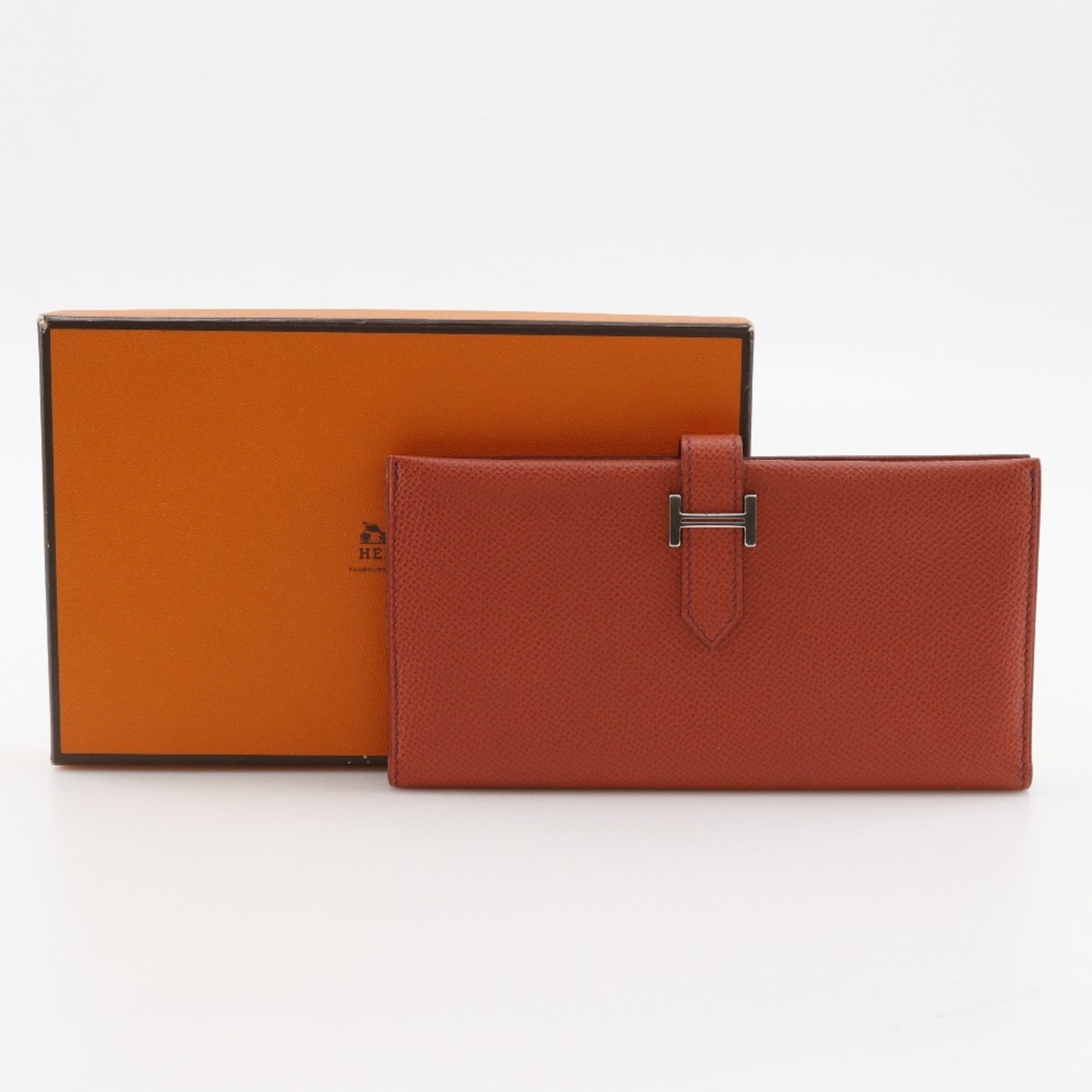Hermes Orange Epsom Leather Long Wallet (Bi-Fold) (Pre-Owned)