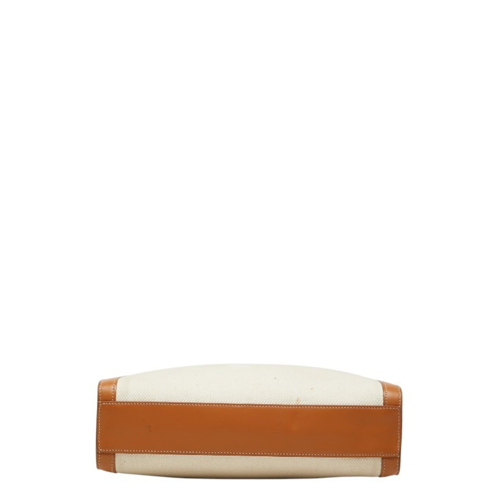 Celine Cabas Brown Ivory Canvas Leather Handbag Shoulder Bag (Pre-Owned)
