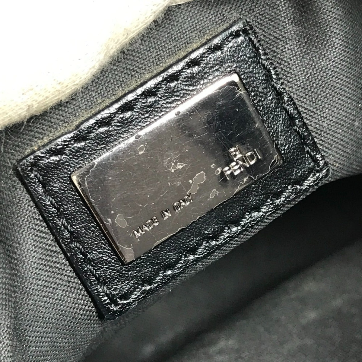 Fendi Black Zucchino Leather Canvas Pochette Shoulder Bag (Pre-Owned)