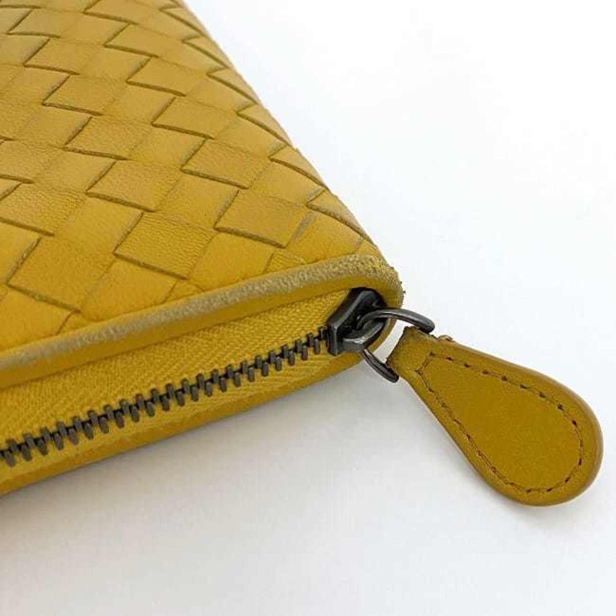 Bottega Veneta Yellow Leather Long Wallet (Bi-Fold) (Pre-Owned)