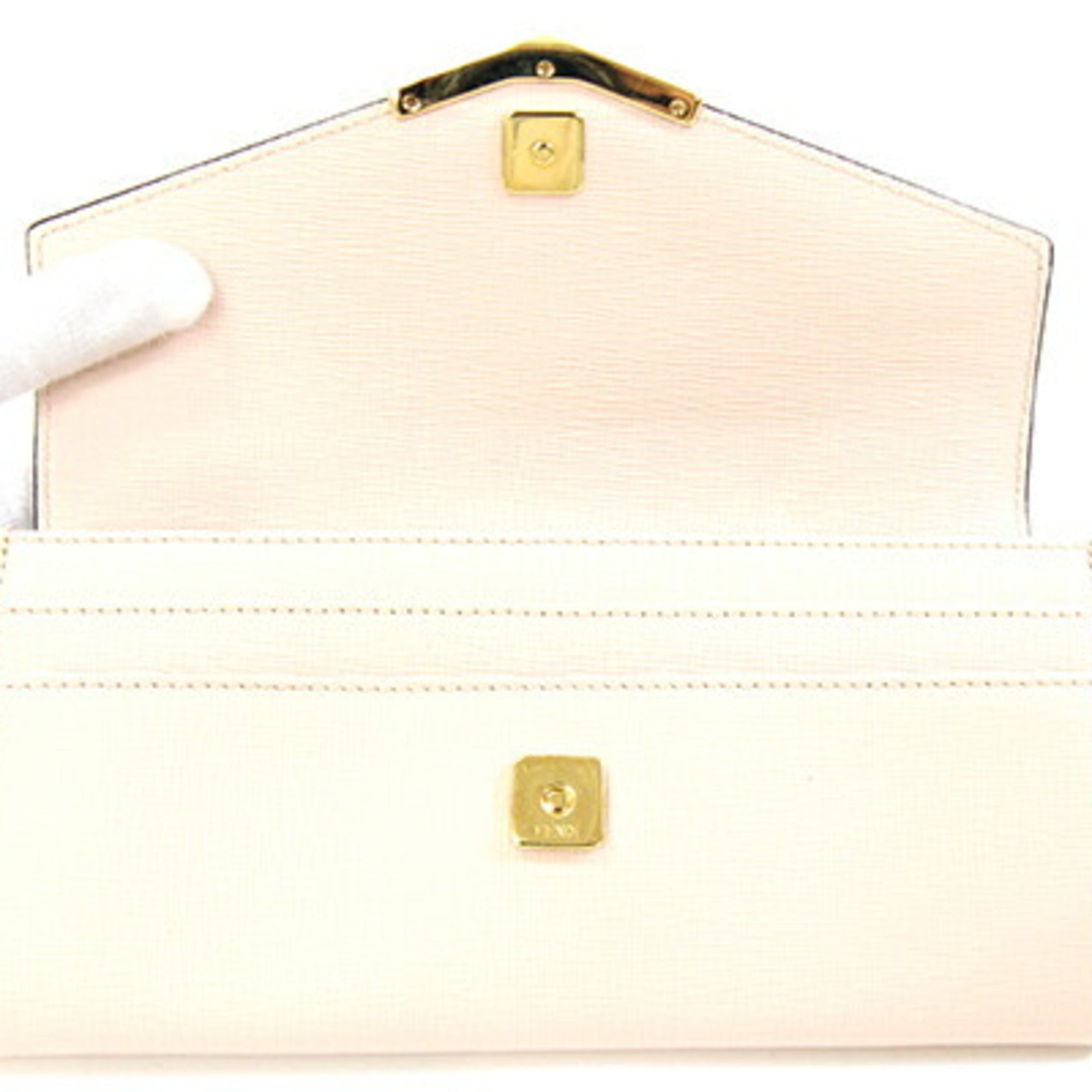 Fendi Baby Pink Light Blue Leather Long Wallet (Bi-Fold) (Pre-Owned)