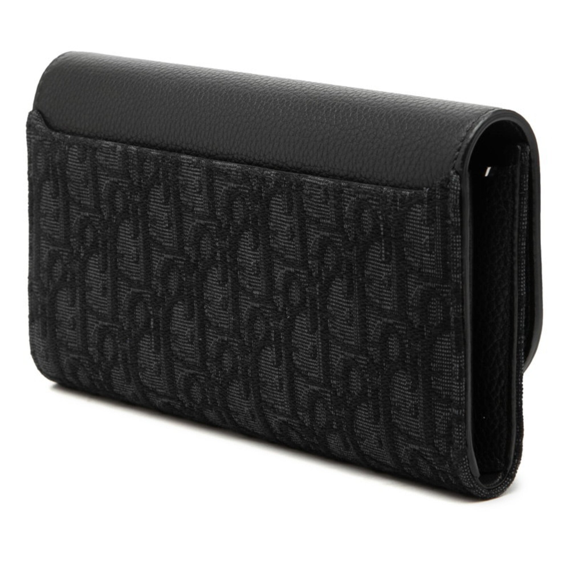 Christian Dior Black Canvas Leather Long Wallet (Bi-Fold) (Pre-Owned)