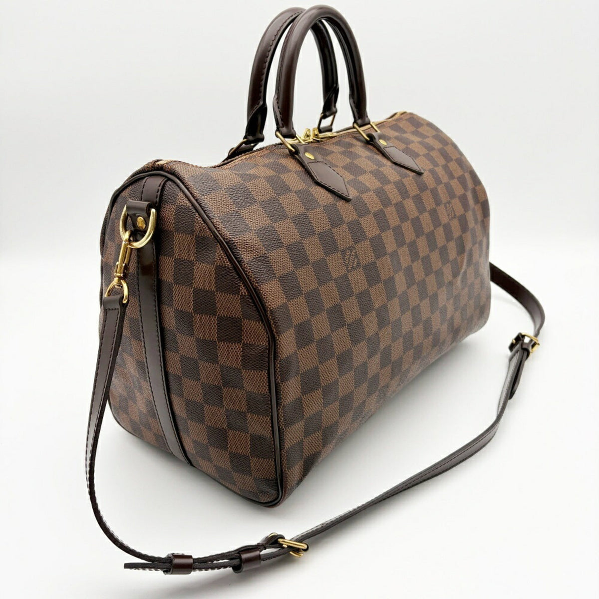 Louis Vuitton Damier Ebene Damier Canvas Leather Boston Bag Shoulder Bag (Pre-Owned)