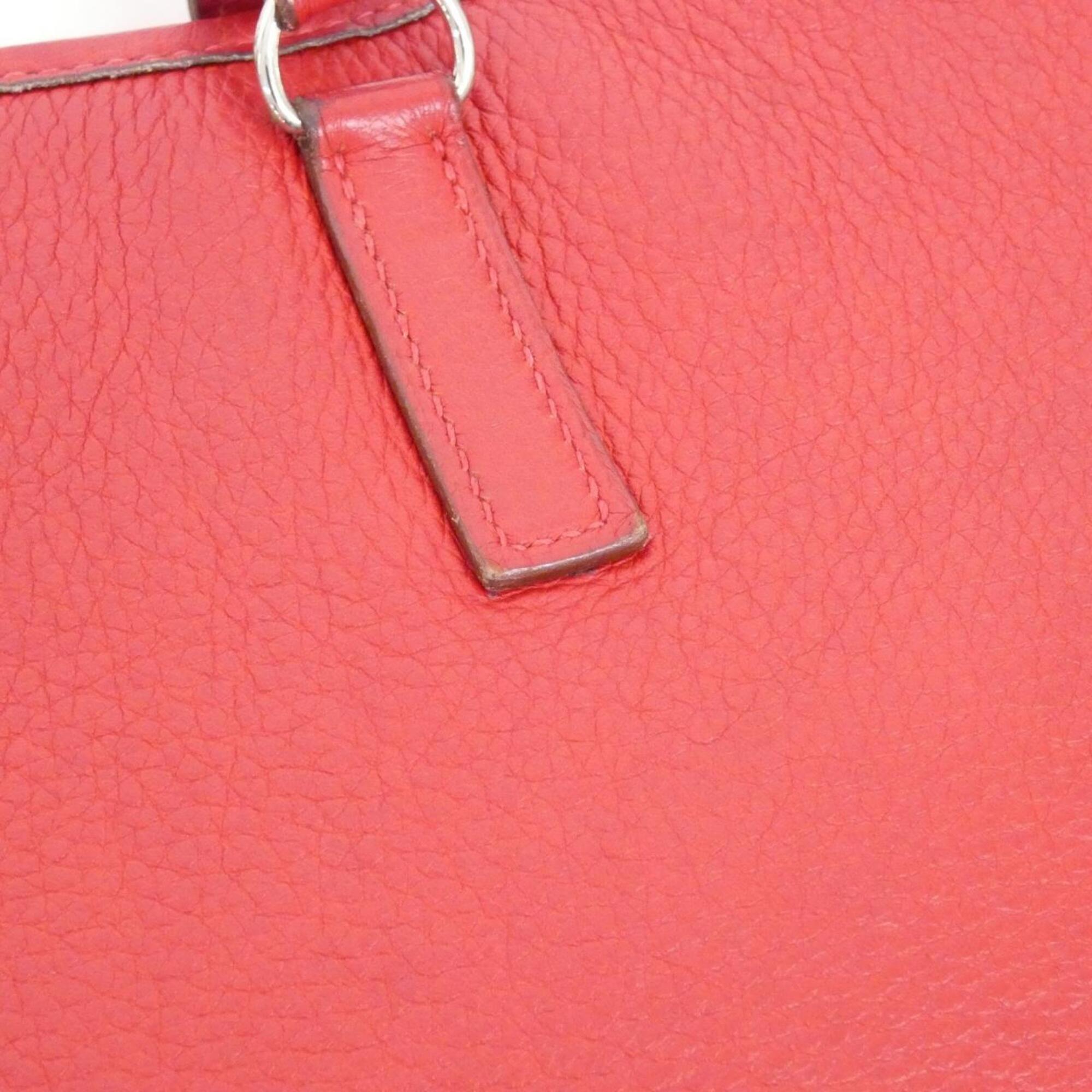 Hermes Trim Rouge Vif Taurillon Clemence Leather Shoulder Bag (Pre-Owned)