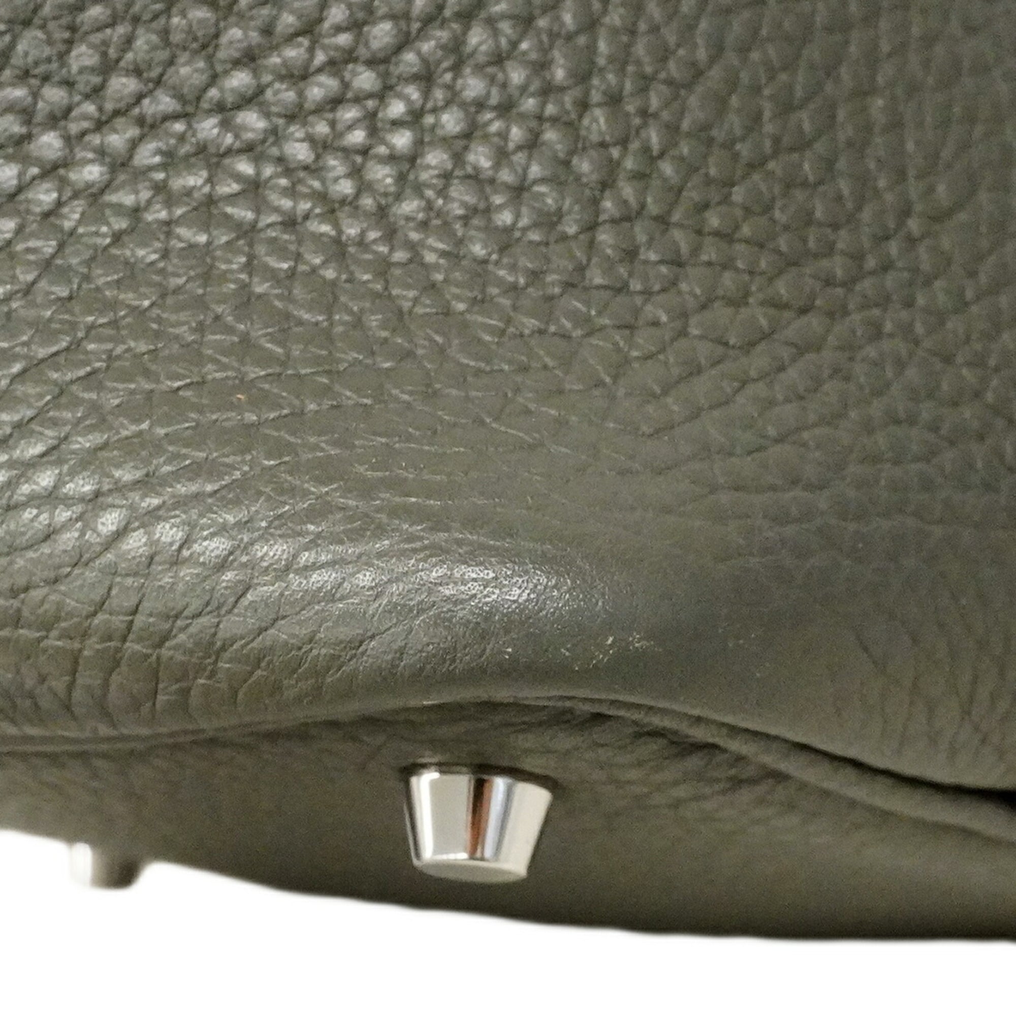 Hermes Olive Green Taurillon Clemence Leather Handbag (Pre-Owned)