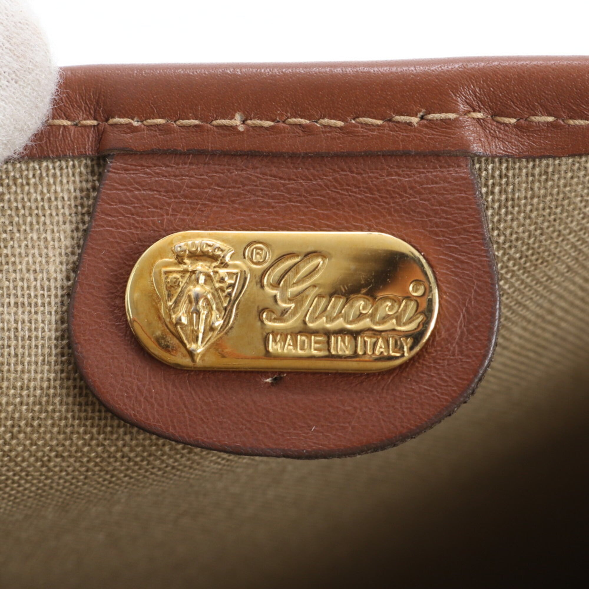 Gucci Microguccissima Brown Leather Coated Canvas Handbag Pouch (Pre-Owned)