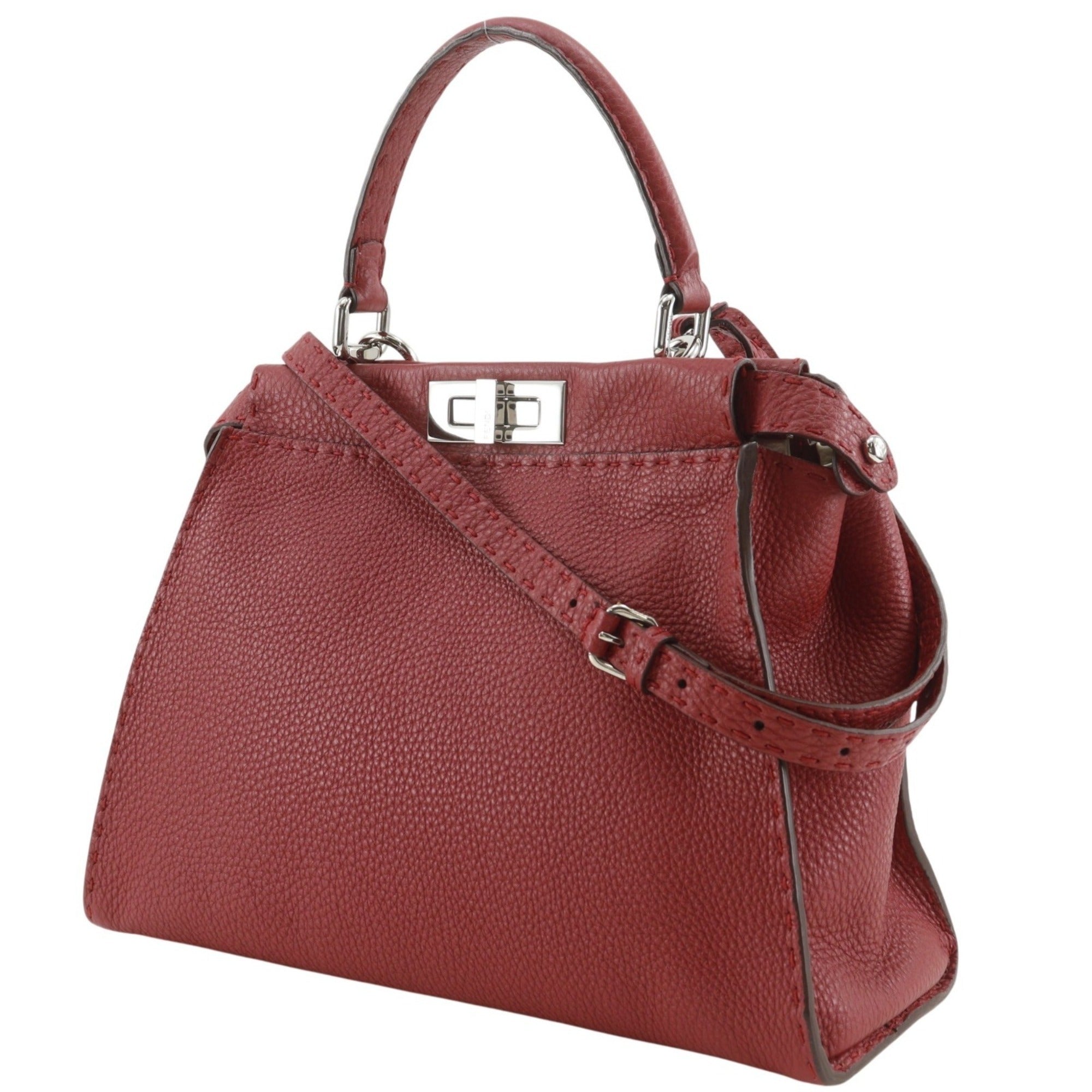 Fendi Red Color Leather Handbag (Pre-Owned)