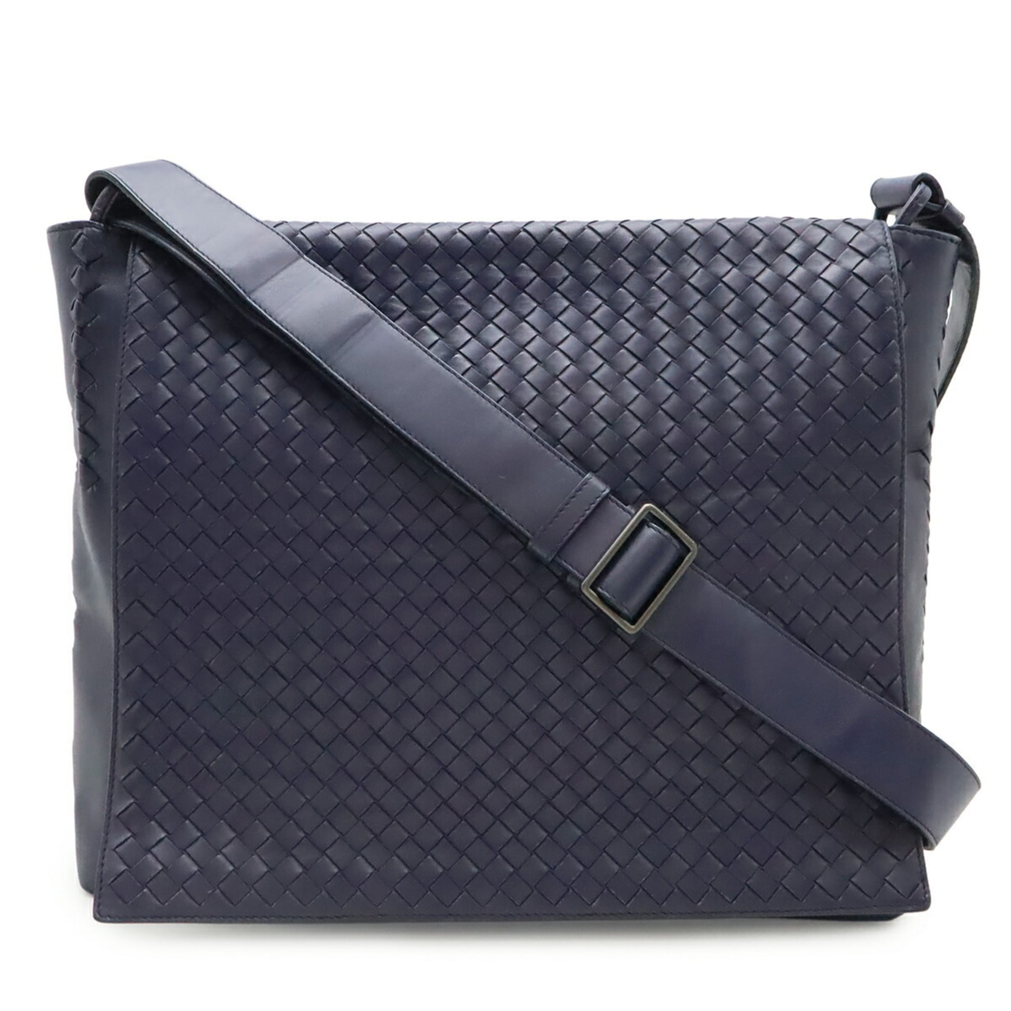 Bottega Veneta Dark Purple Intrecciato Handbag Shoulder Bag (Pre-Owned)