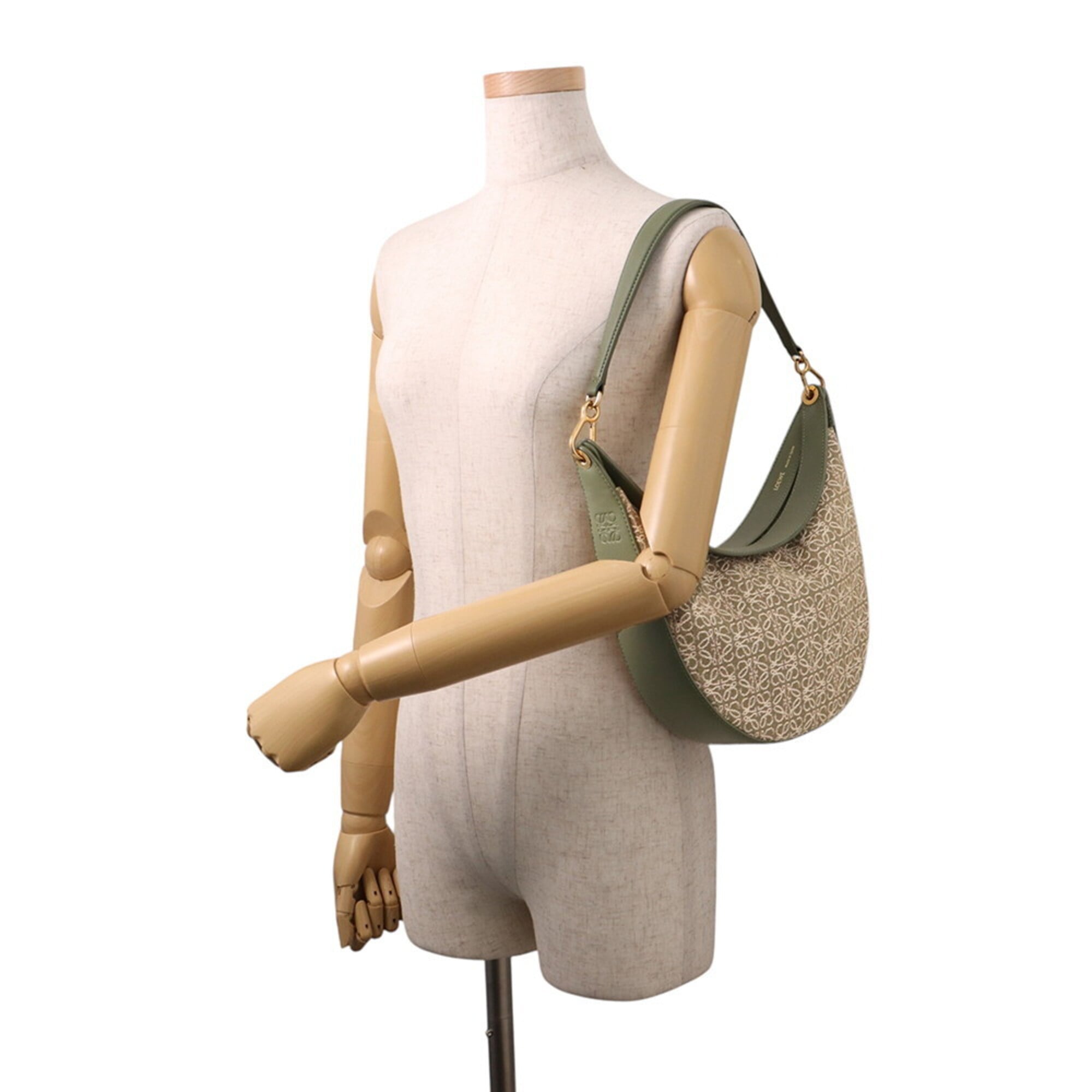 Loewe Khaki Jacquard Leather Handbag Shoulder Bag (Pre-Owned)