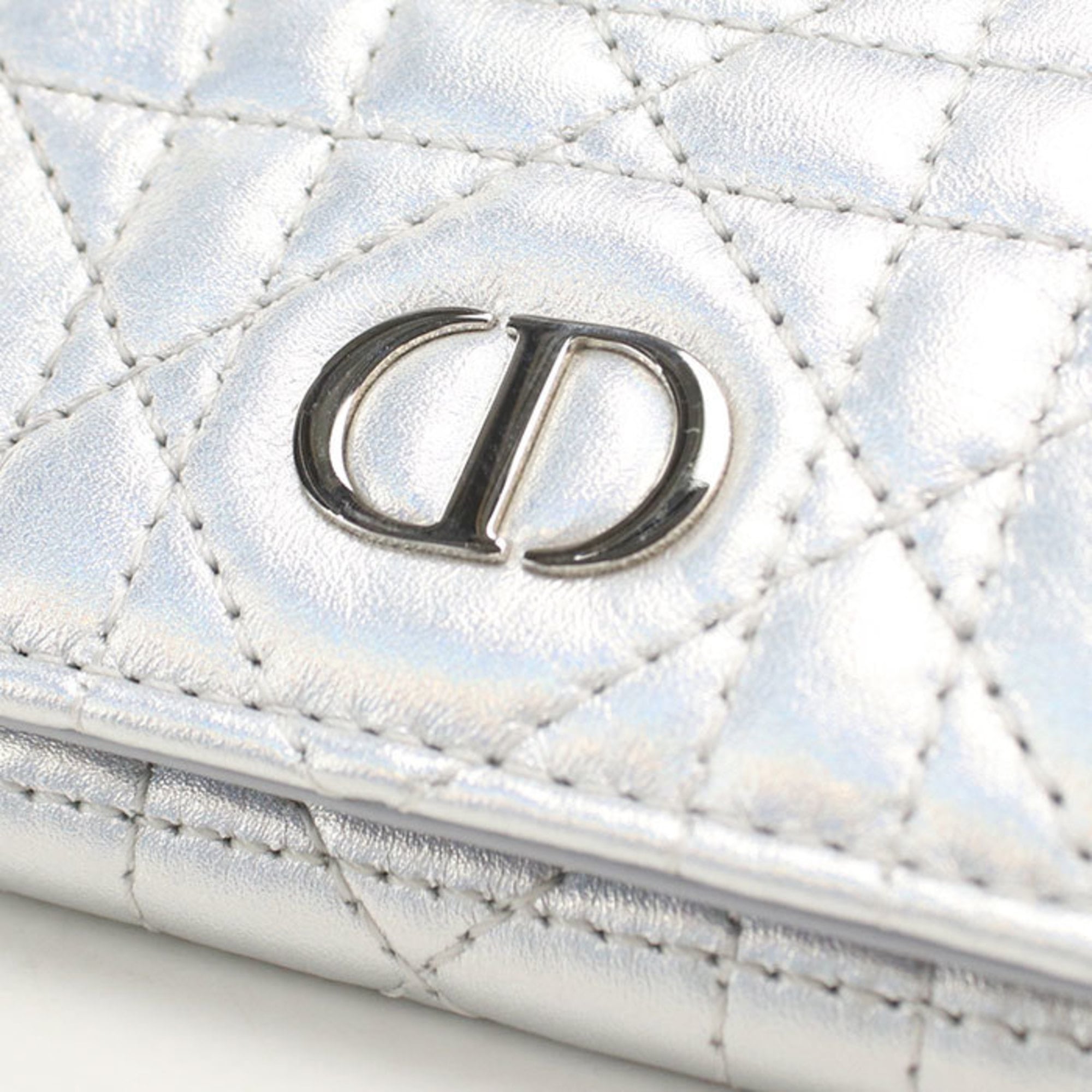 Christian Dior Silver Leather Wallet (Bi-Fold) (Pre-Owned)