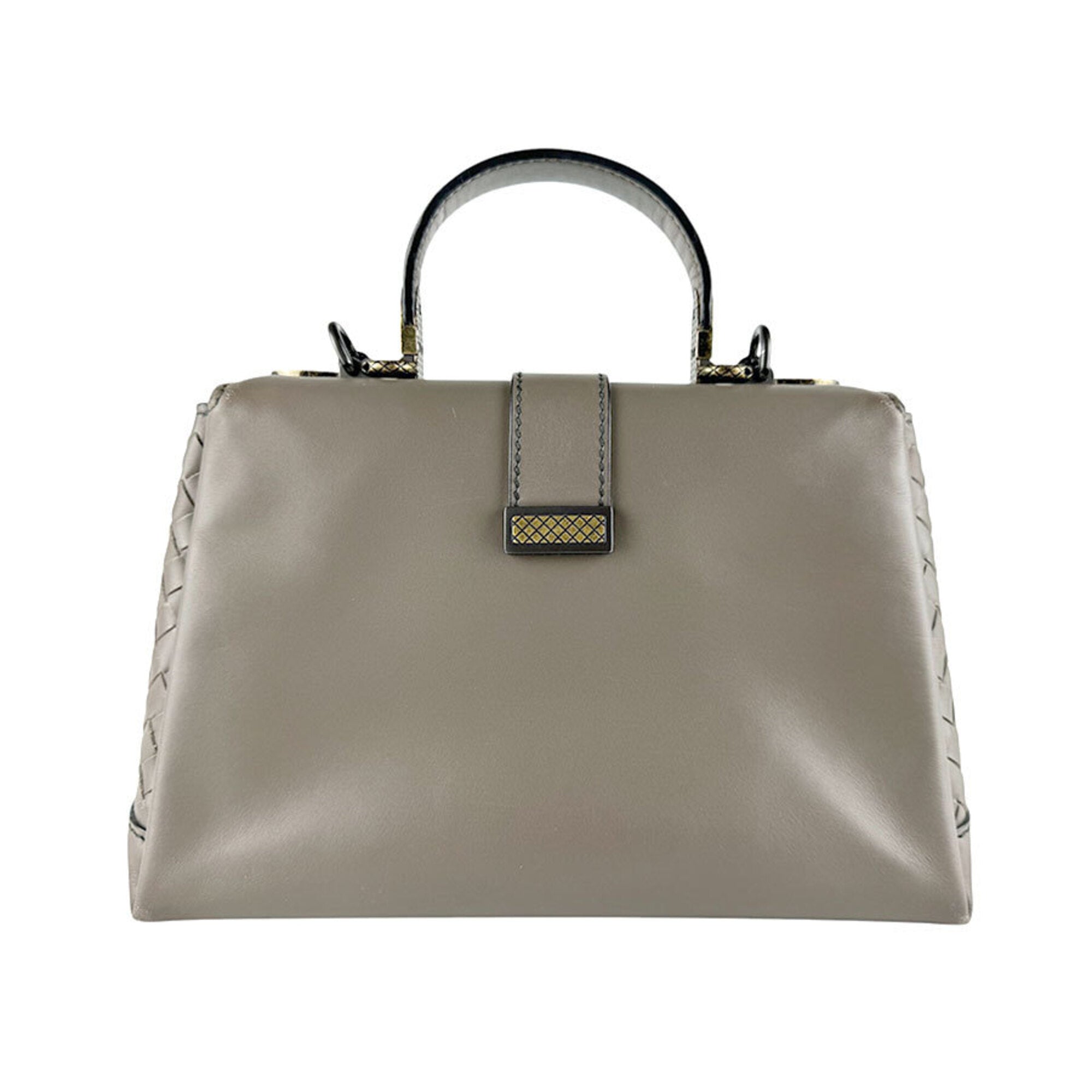 Bottega Veneta Grayish Leather Handbag Shoulder Bag (Pre-Owned)