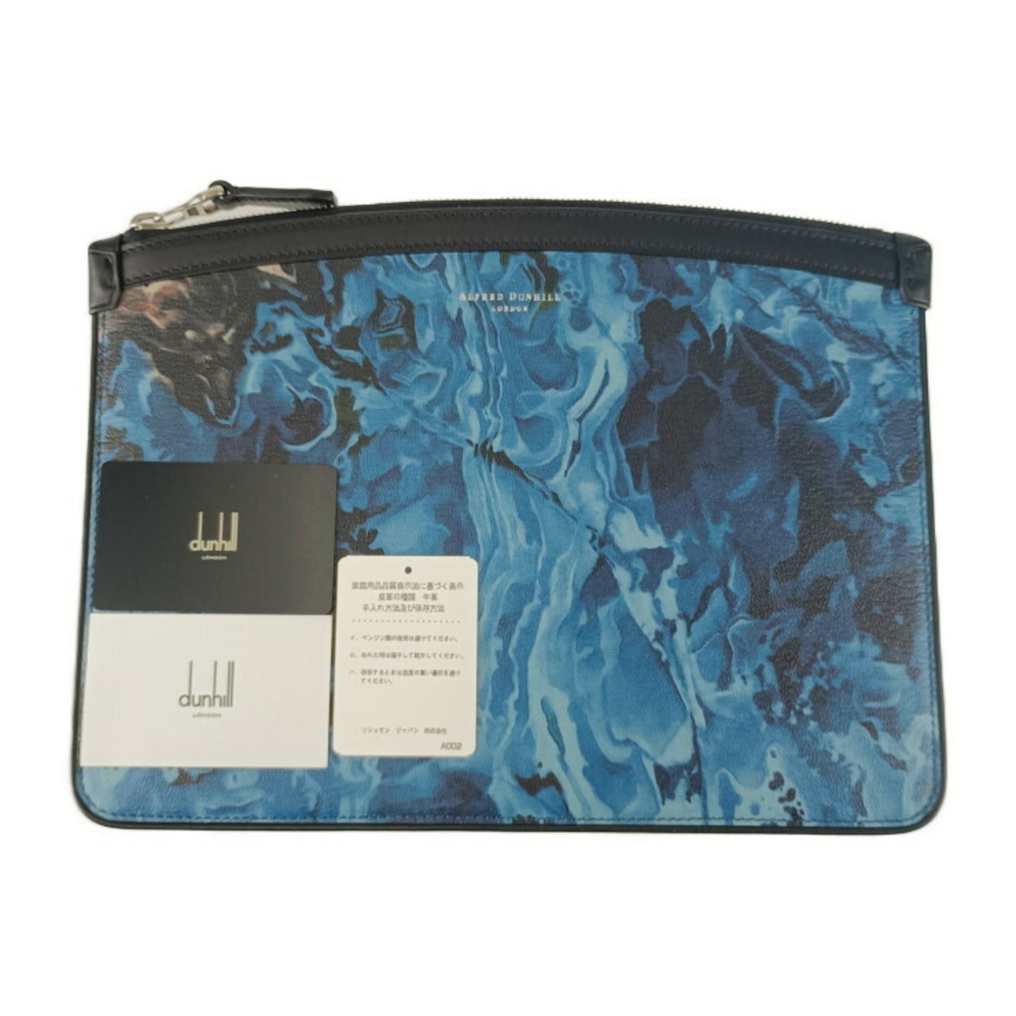 Dunhill Blue Leather Clutch Bag Pouch (Pre-Owned)