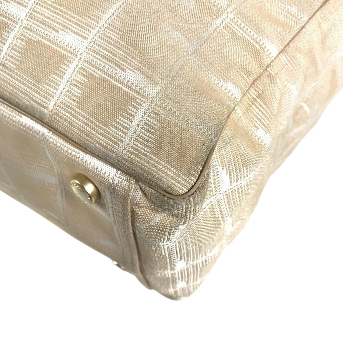 Chanel New Travel Line Beige Nylon Leather Tote Bag (Pre-Owned)