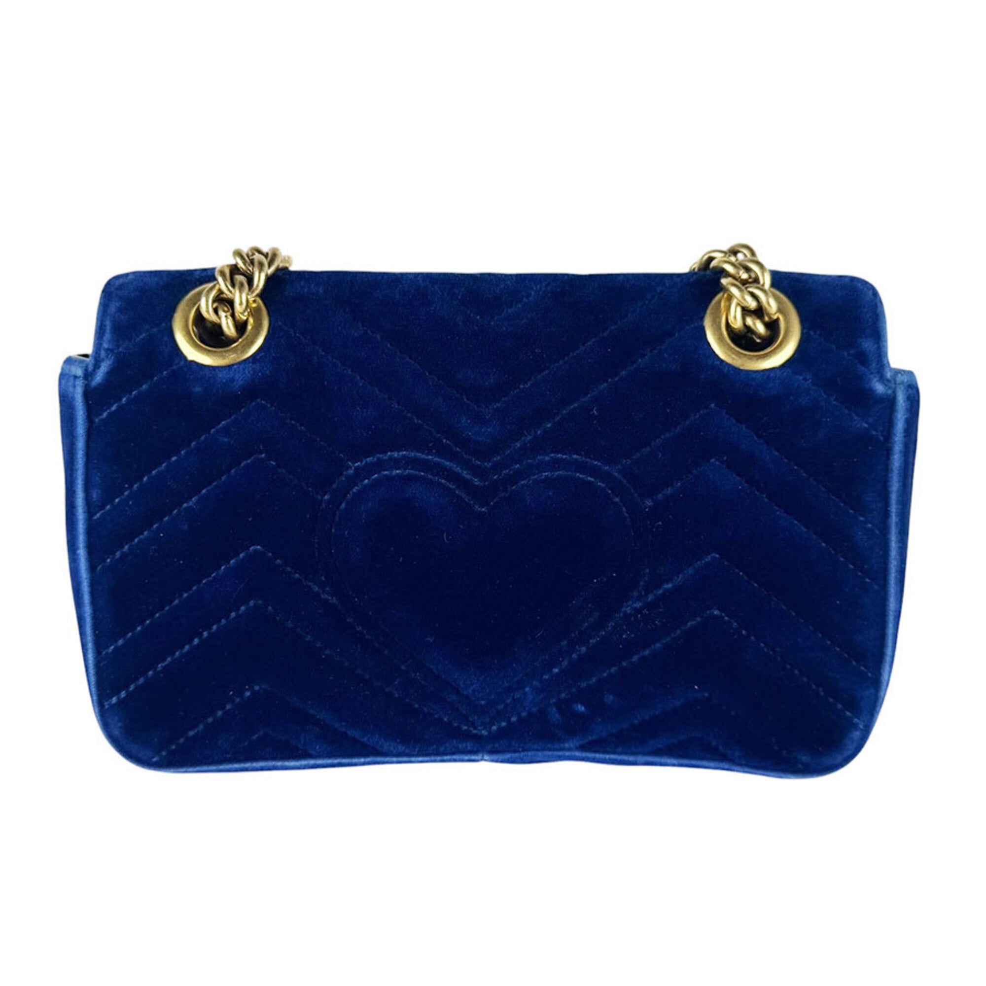 Gucci Blue Velvet Shoulder Bag (Pre-Owned)