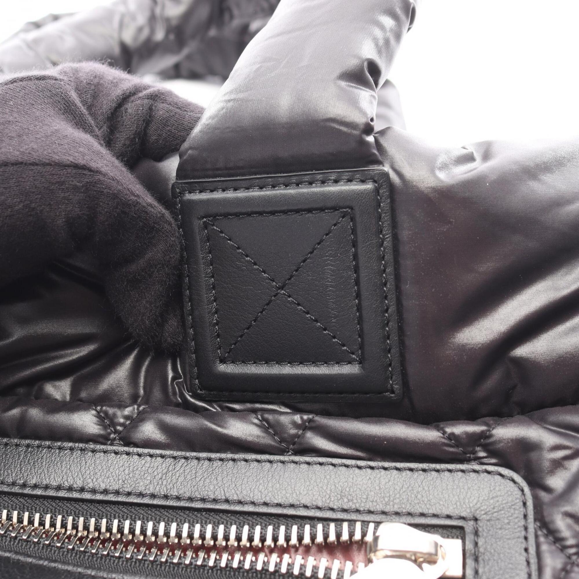 Chanel Black Nylon Leather Handbag Tote Bag (Pre-Owned)