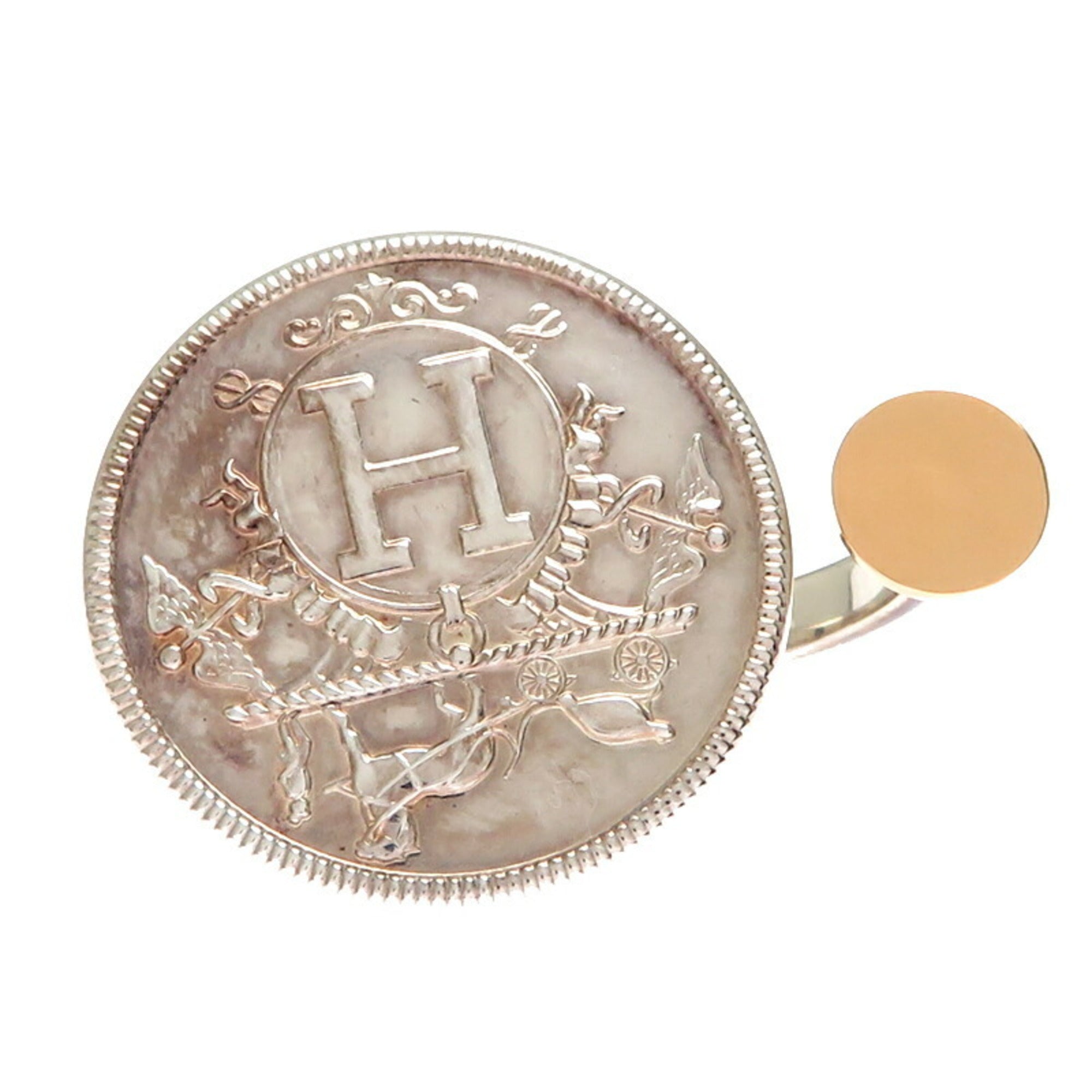Hermes Silver Pink Gold Band Ring (Pre-Owned)