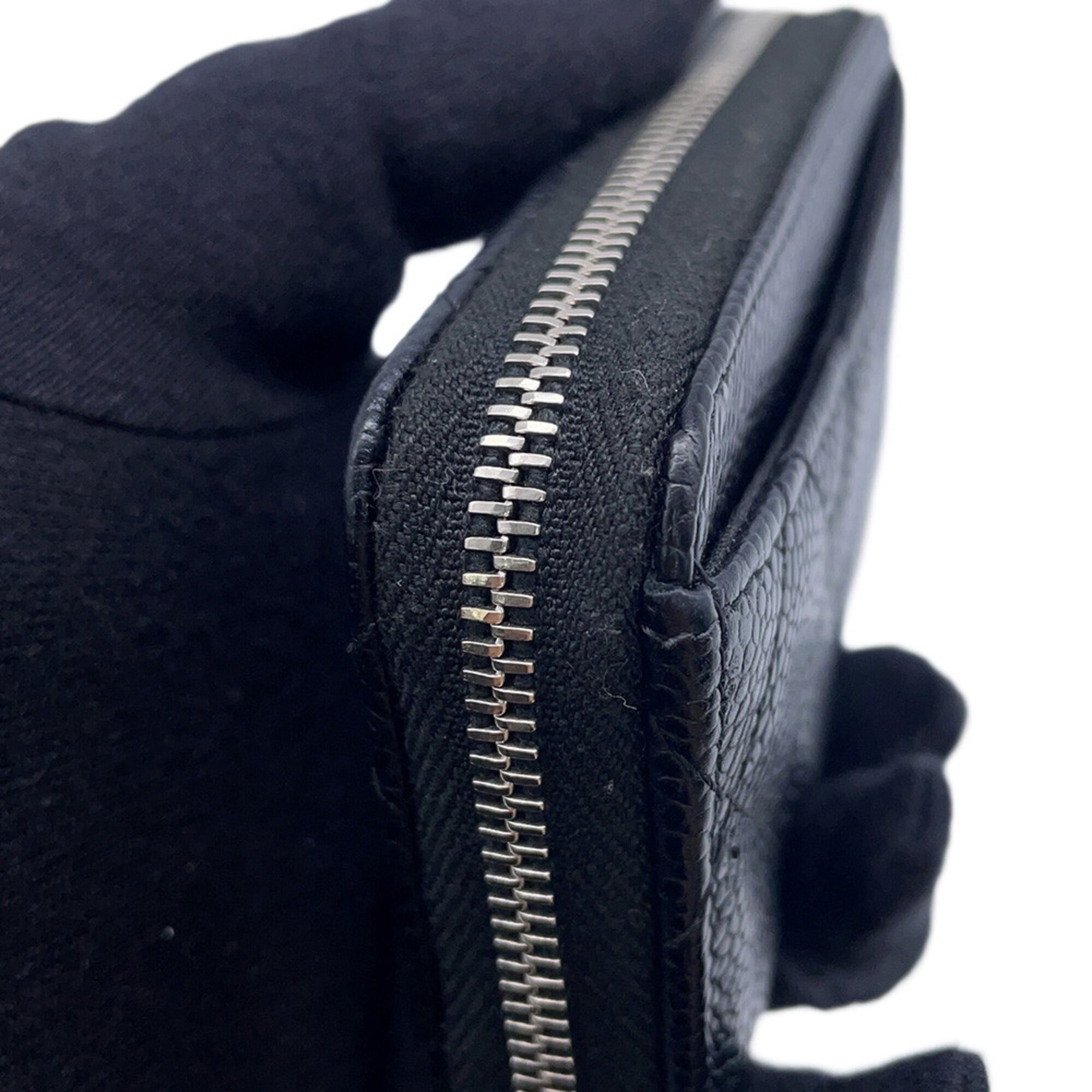 Chanel Matelasse Black Grained Calfskin Coin Purse/Coin Case (Pre-Owned)