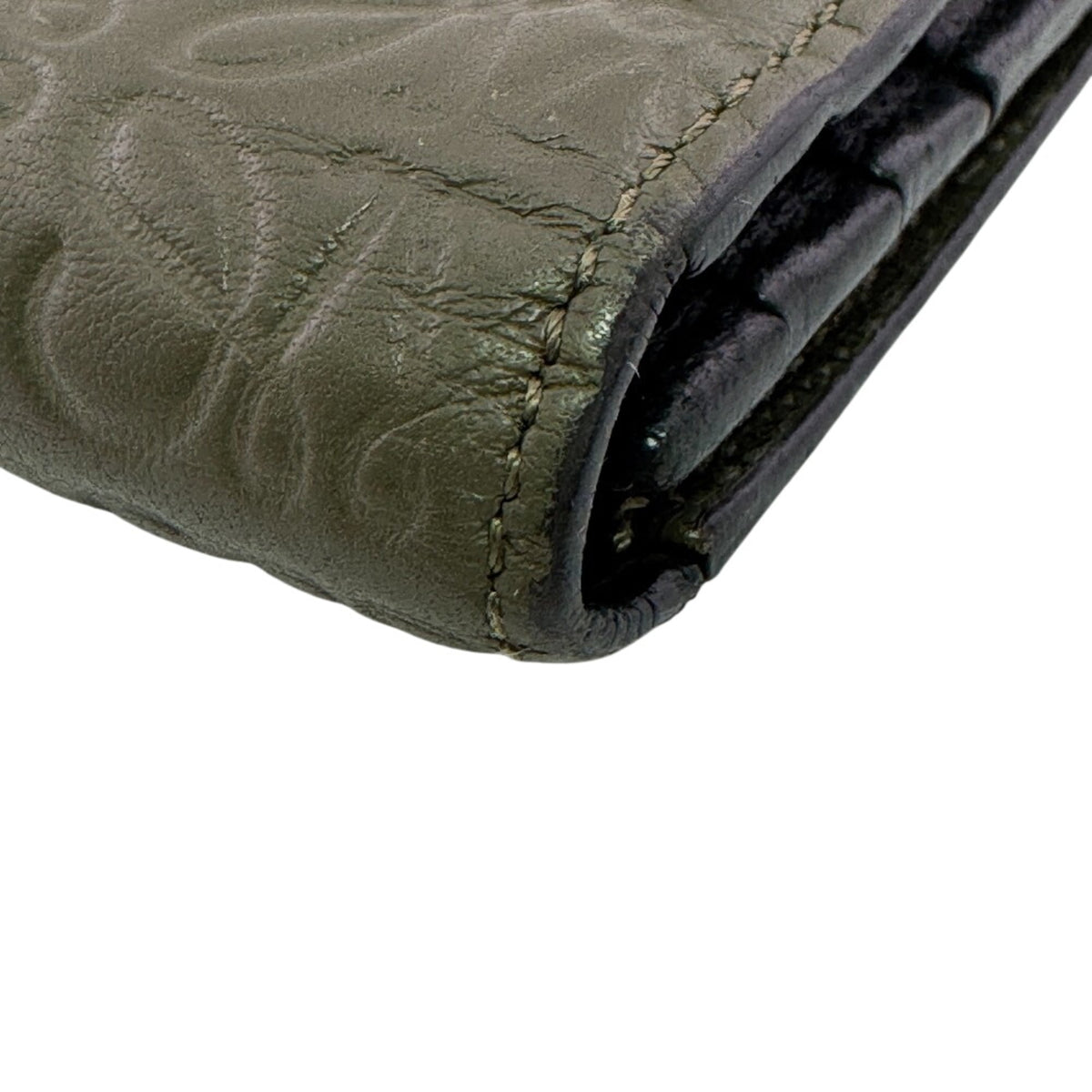 Loewe Black Green Khaki Leather Long Wallet (Bi-Fold) (Pre-Owned)