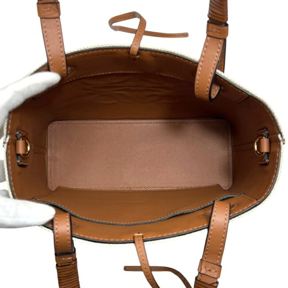 Loewe Beige Brown Canvas Leather Handbag Tote Bag (Pre-Owned)