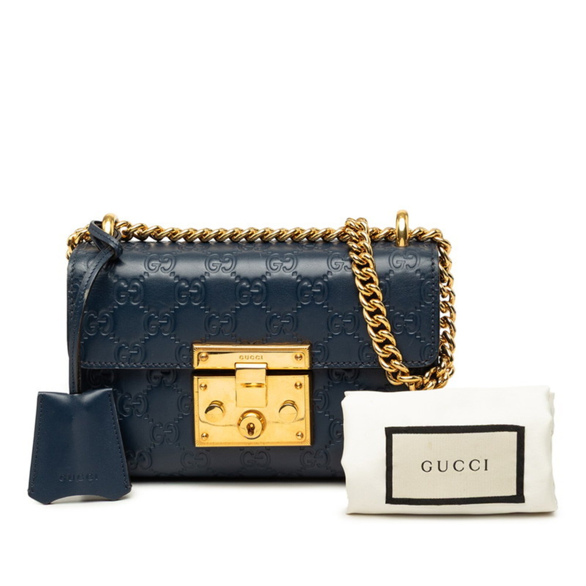 Gucci Guccissima Navy Leather Shoulder Bag (Pre-Owned)