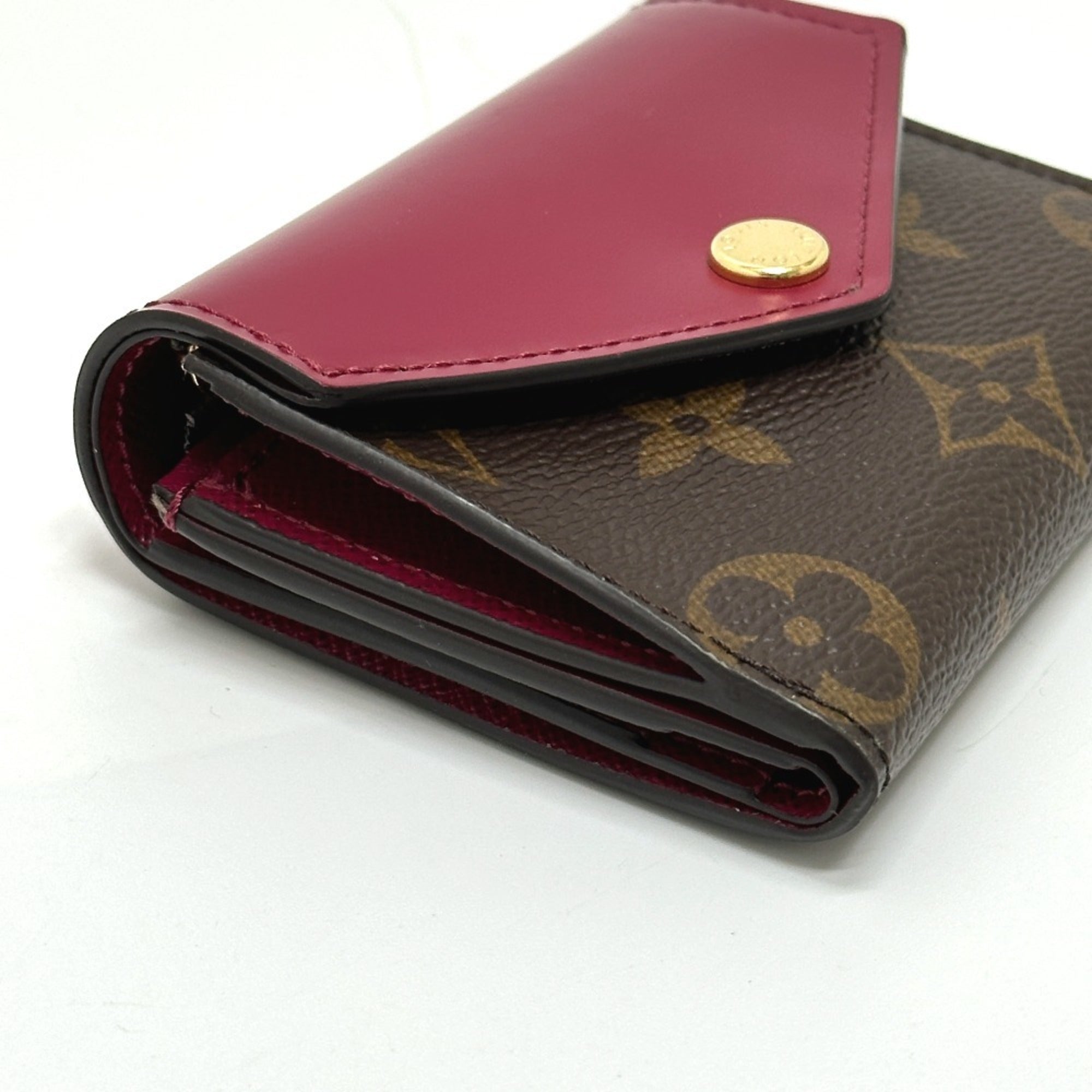 Louis Vuitton Monogram Brown Fuchsia Monogram Wallet (Tri-Fold) (Pre-Owned)