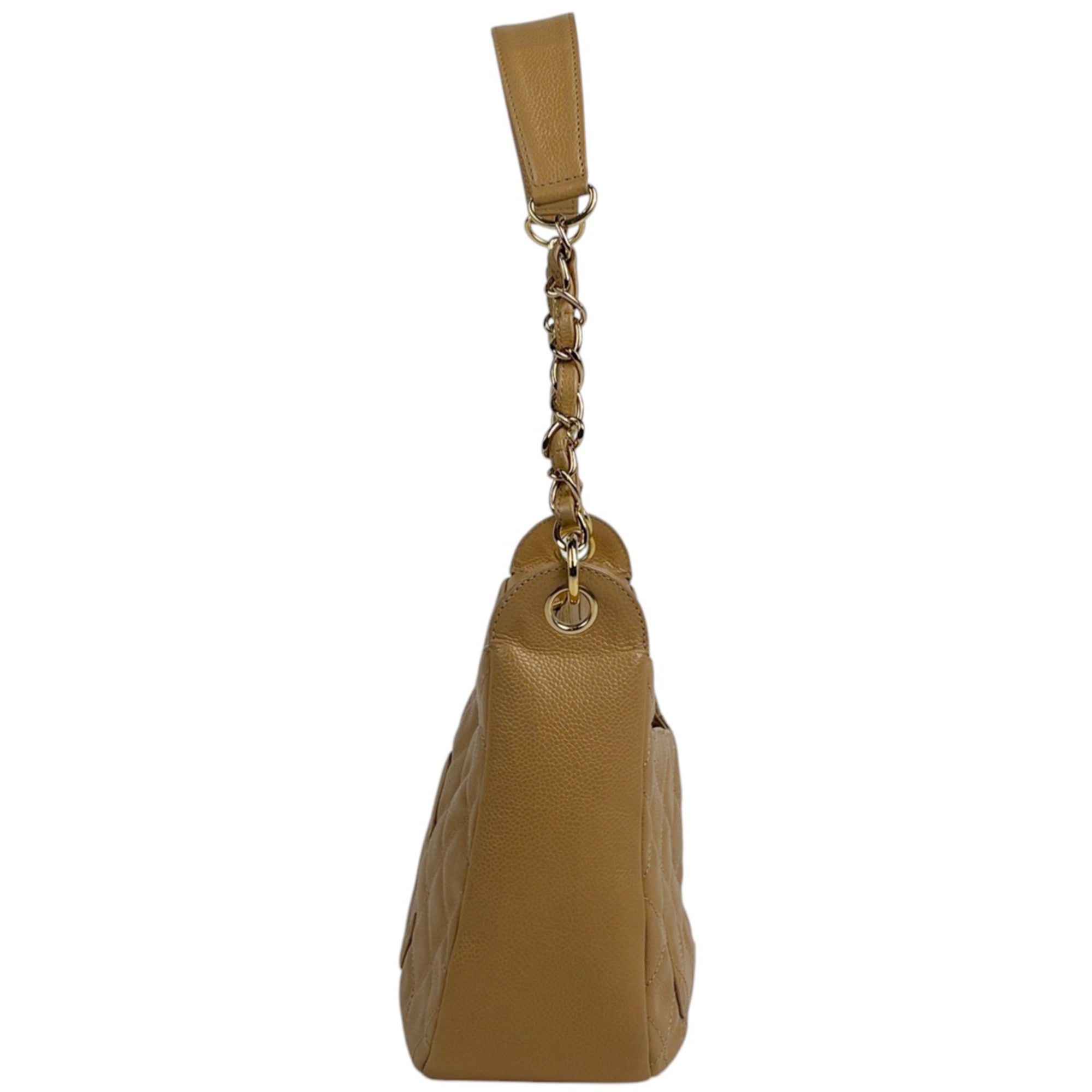 Chanel Matelasse Beige Grained Calfskin Shoulder Bag (Pre-Owned)