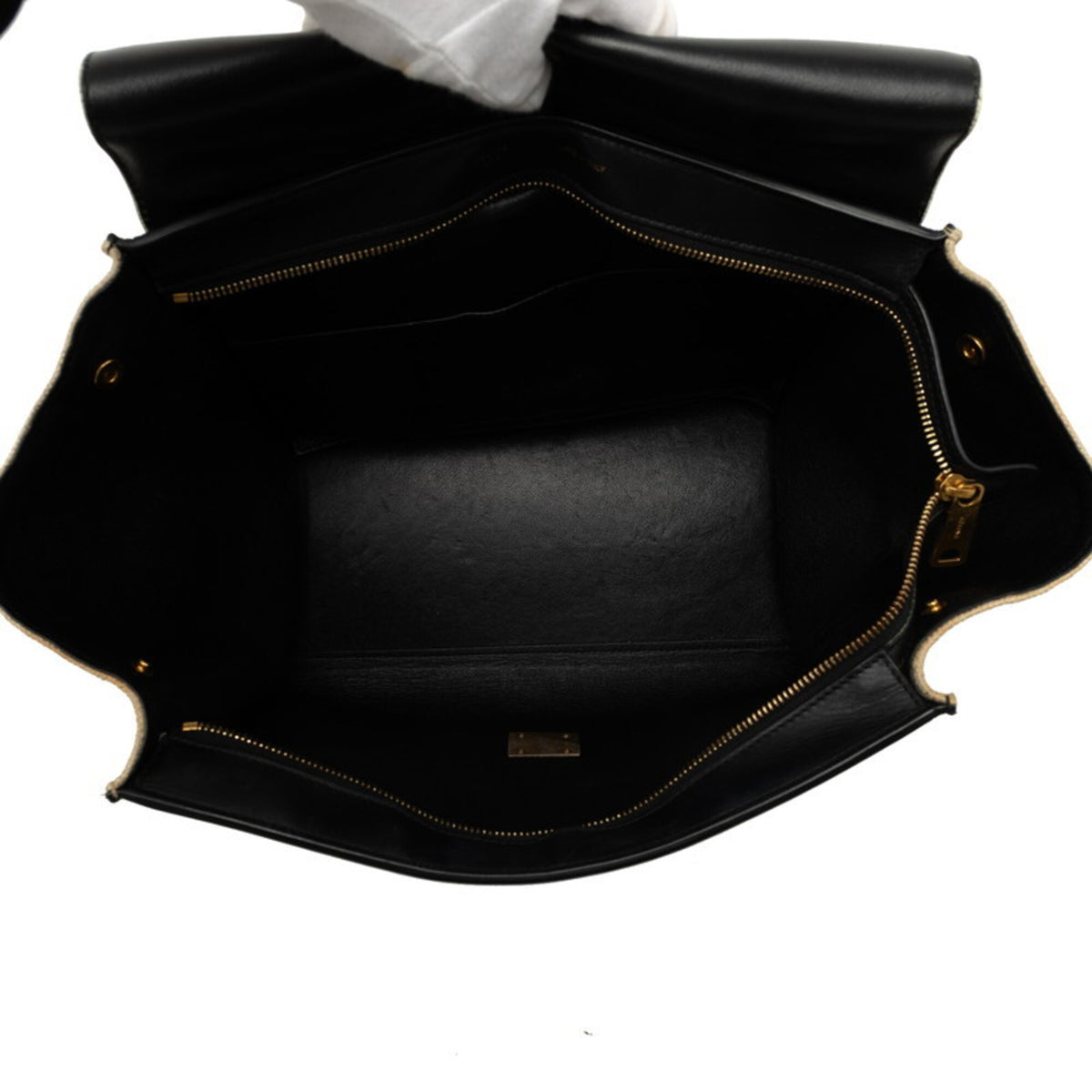 Celine Beige Black Gray Leather Handbag Shoulder Bag (Pre-Owned)