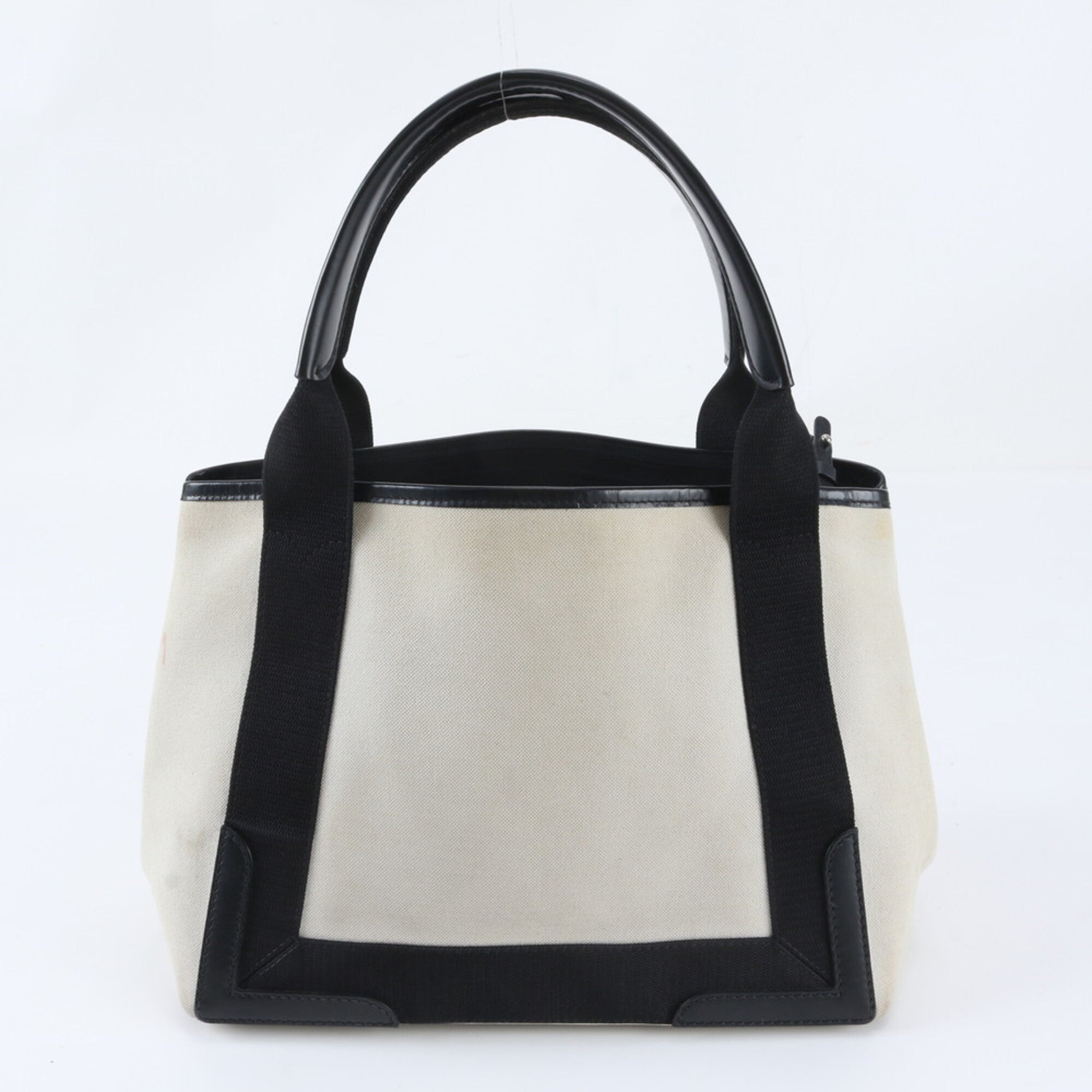 Balenciaga Black White Canvas Leather Handbag Tote Bag (Pre-Owned)