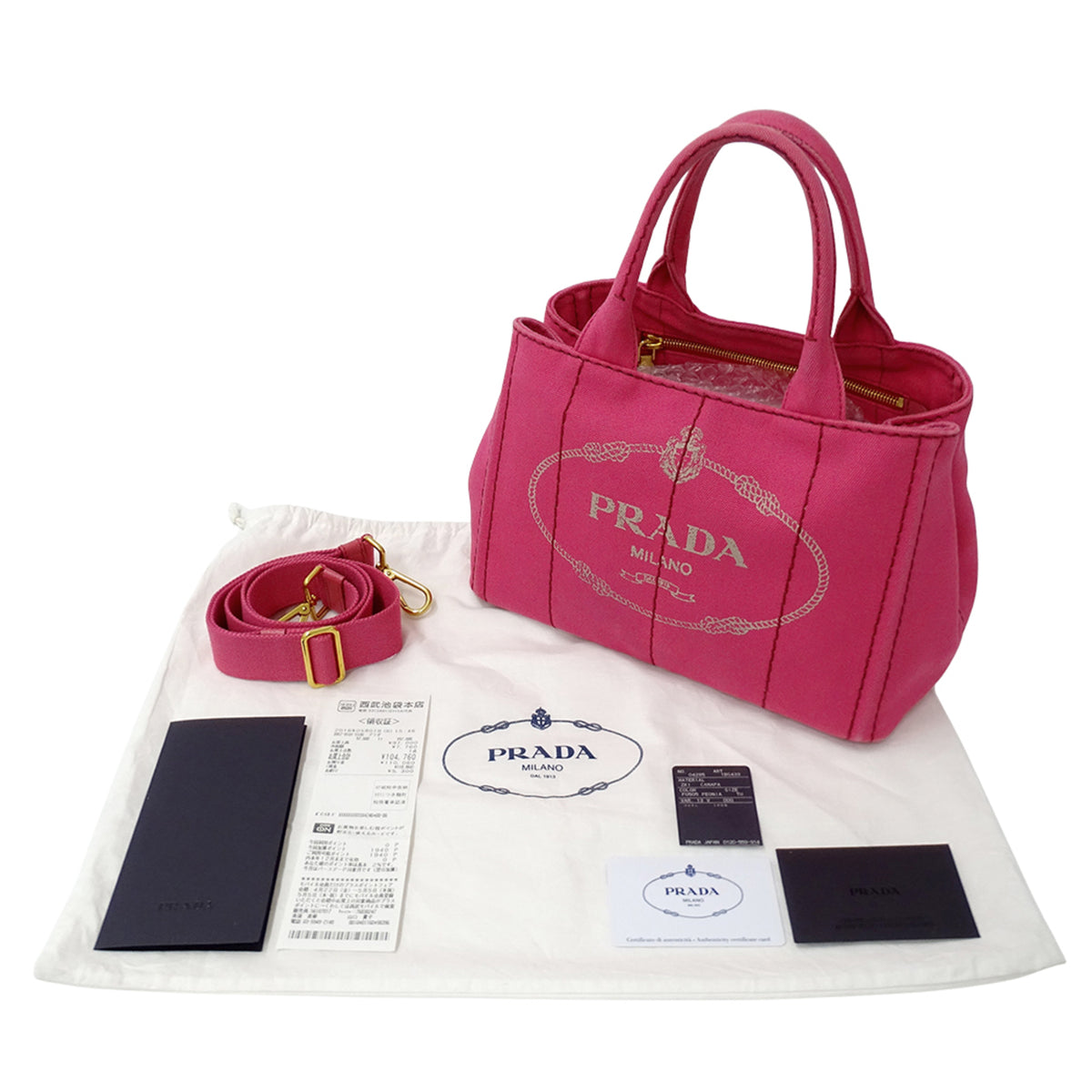 Prada Pink Canvas Handbag Shoulder Bag Tote Bag (Pre-Owned)