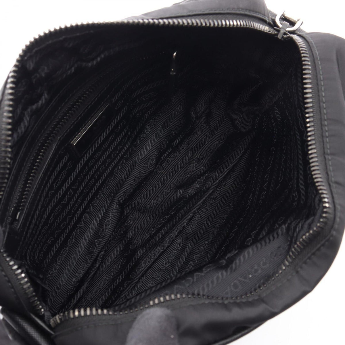 Prada Black Nylon Leather Handbag Shoulder Bag (Pre-Owned)