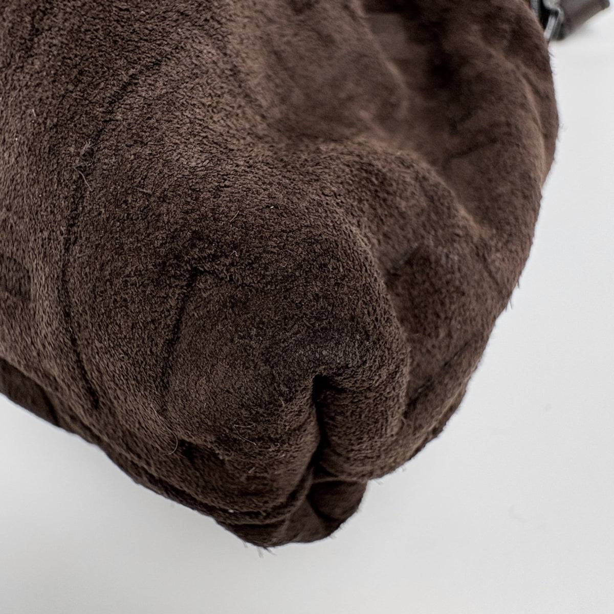 Fendi Zucca Brown Suede Shoulder Bag (Pre-Owned)