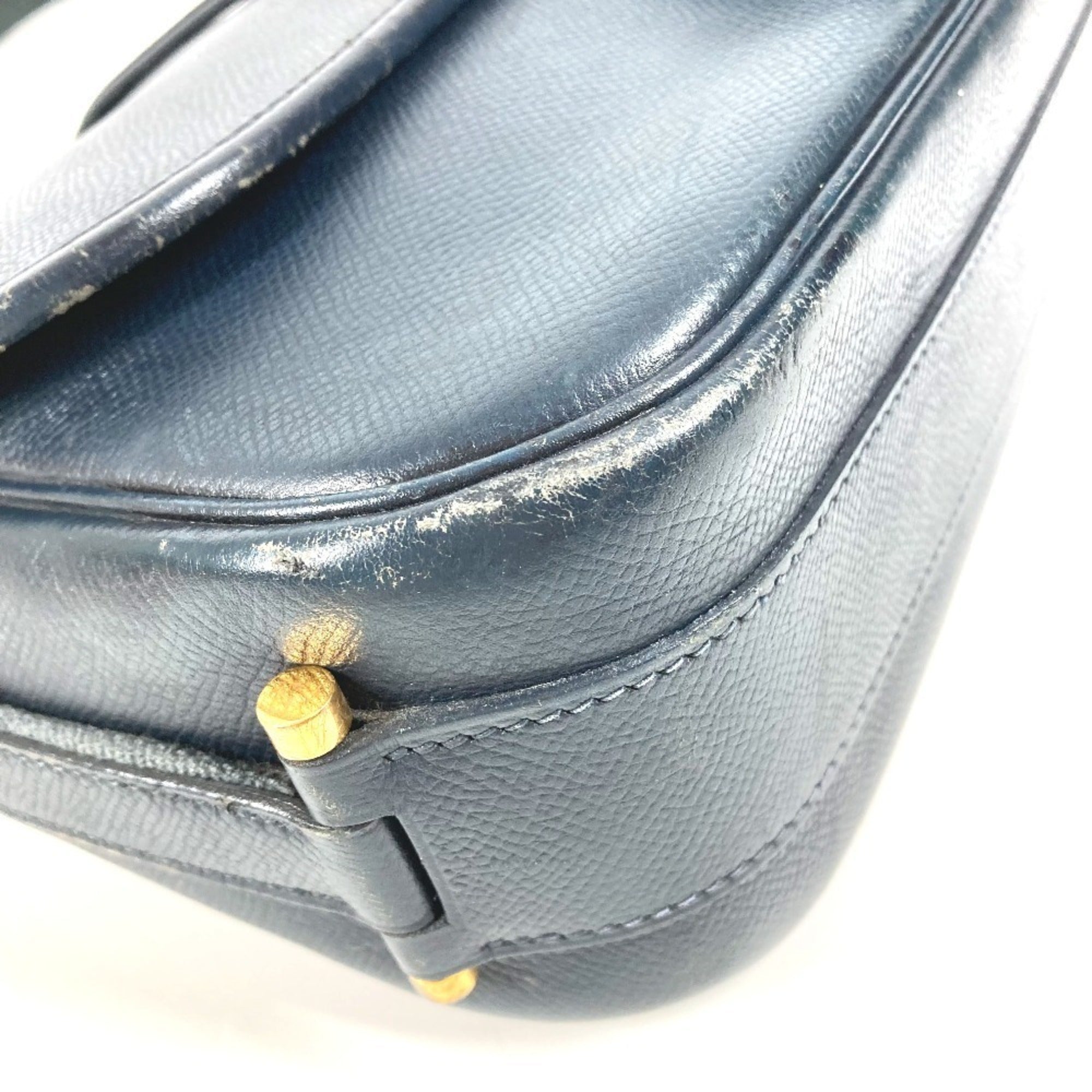 Hermes Navy Leather Shoulder Bag (Pre-Owned)