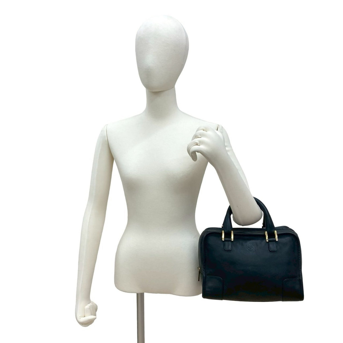 Loewe Black Leather Boston Bag Handbag Tote Bag (Pre-Owned)