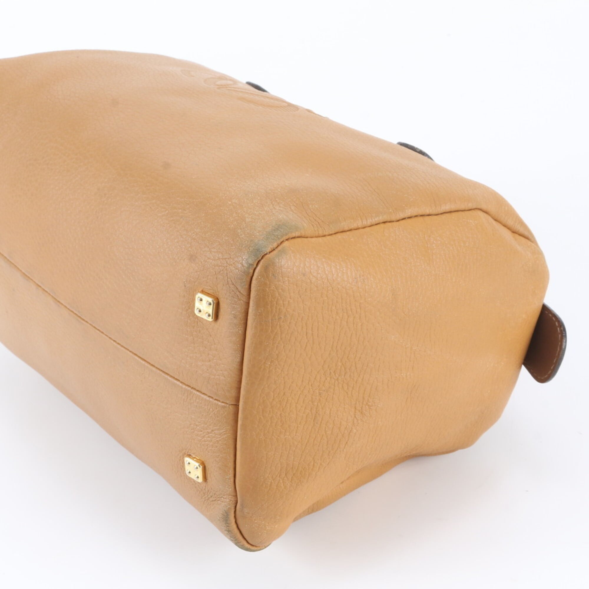 Loewe Light Brown Leather Boston Bag Handbag Tote Bag (Pre-Owned)