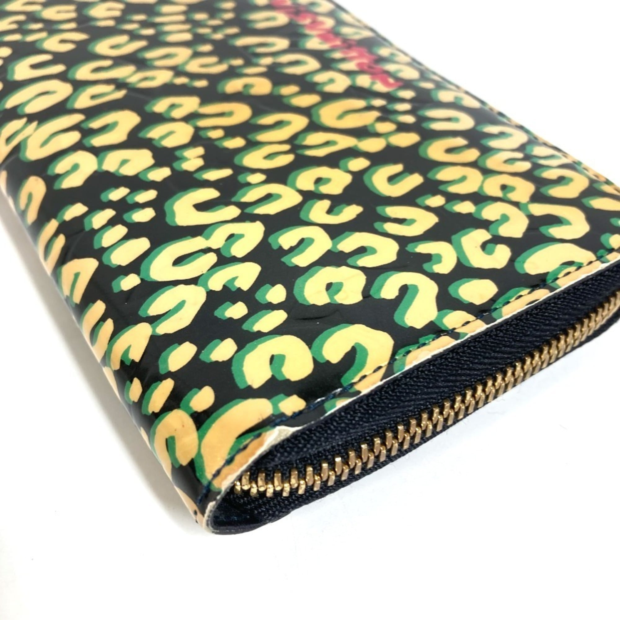 Louis Vuitton Black Green Patent Leather Long Wallet (Bi-Fold) (Pre-Owned)