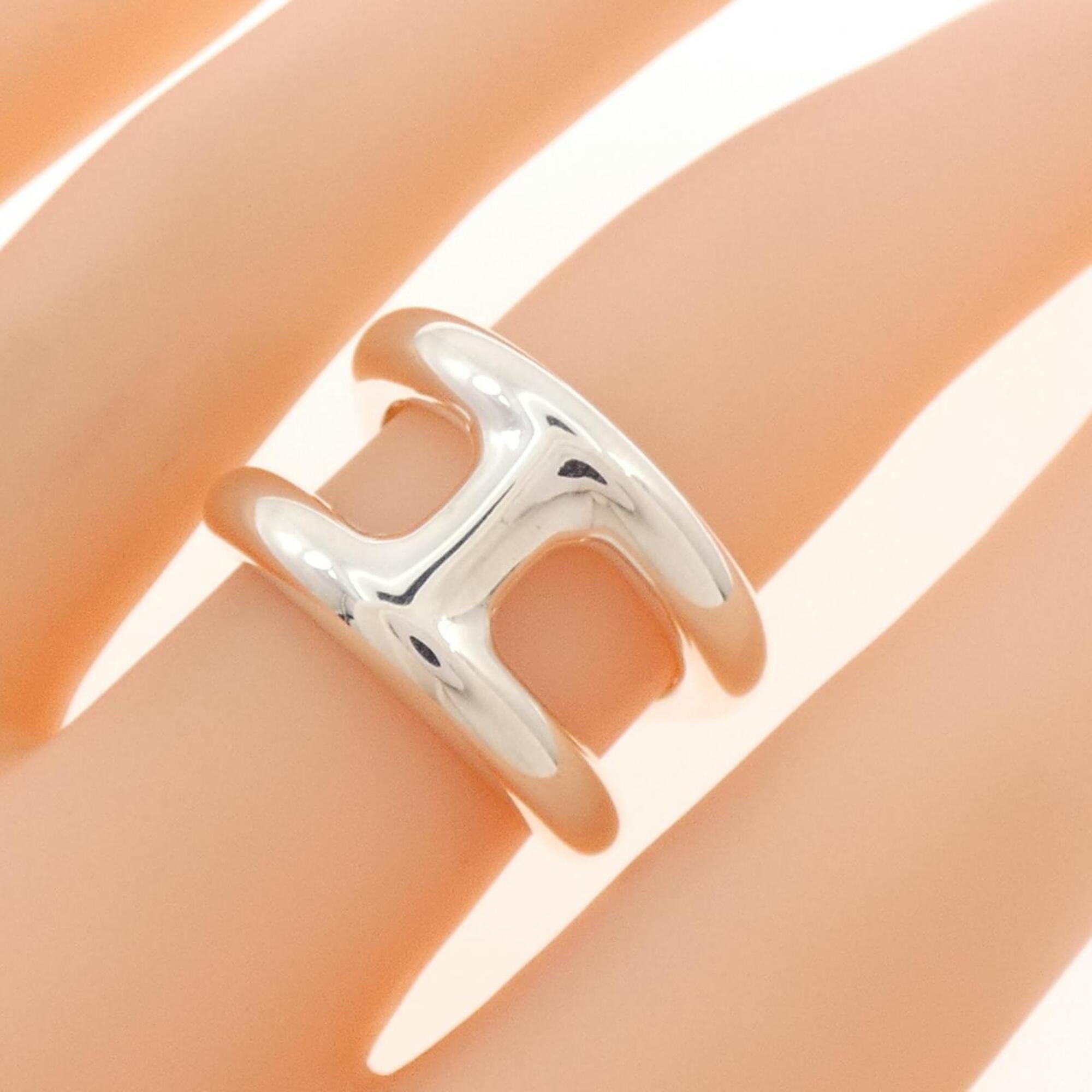Hermes Silver Silver 925 Band Ring (Pre-Owned)