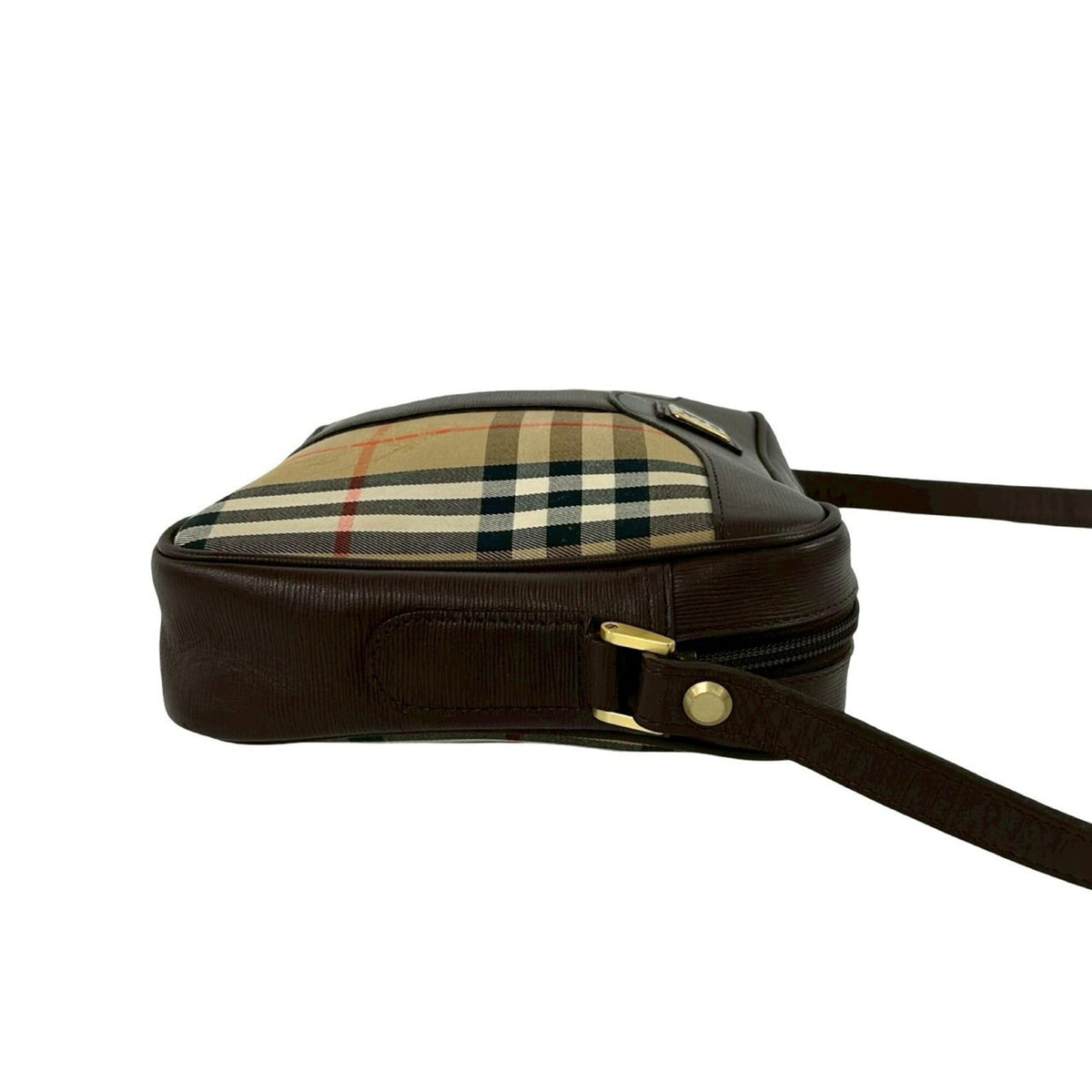 Burberry Beige Brown Canvas Leather Pochette Shoulder Bag (Pre-Owned)