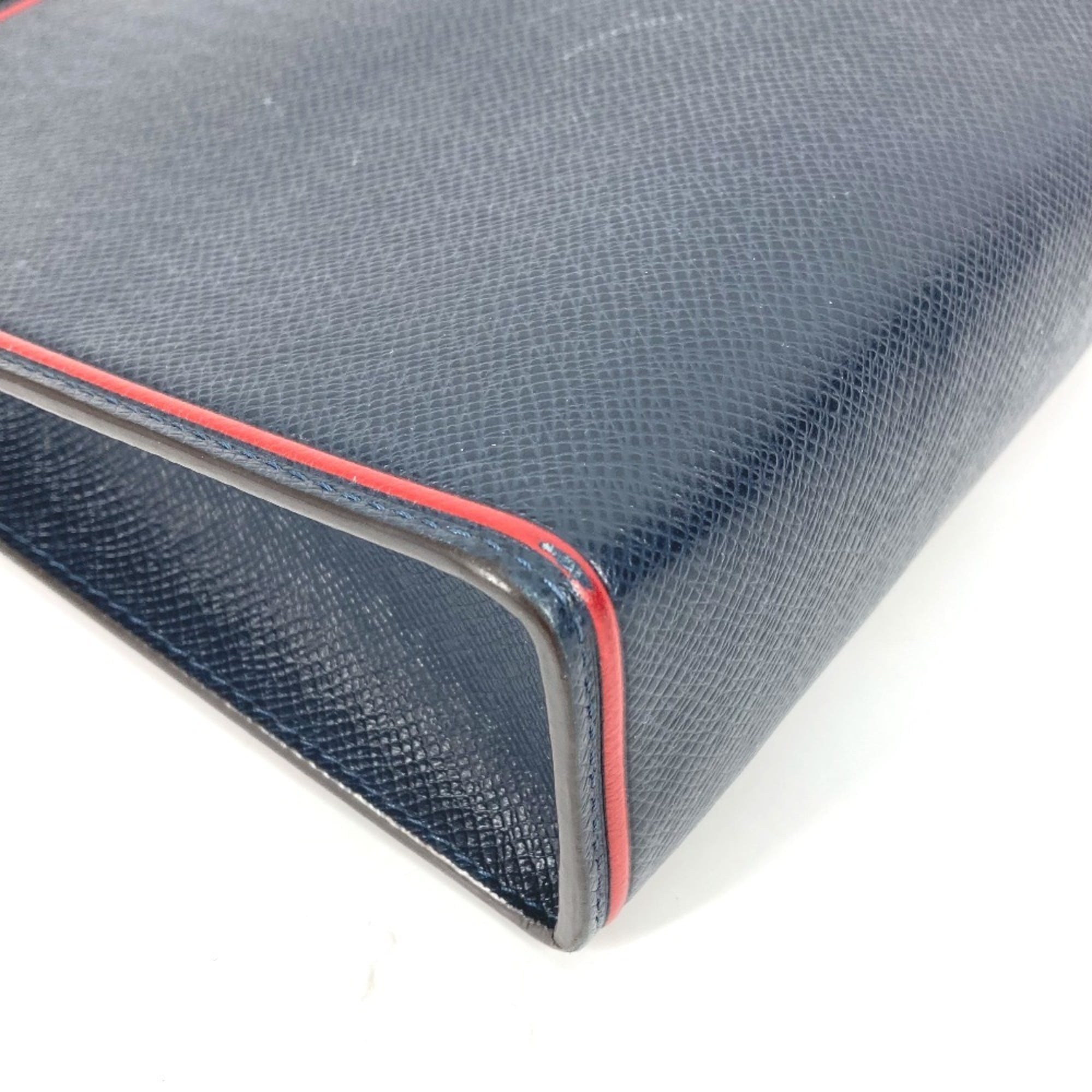 Louis Vuitton Bicolor Navy Navy Blue Red Color Taiga Leather Pochette Pouch (Pre-Owned)