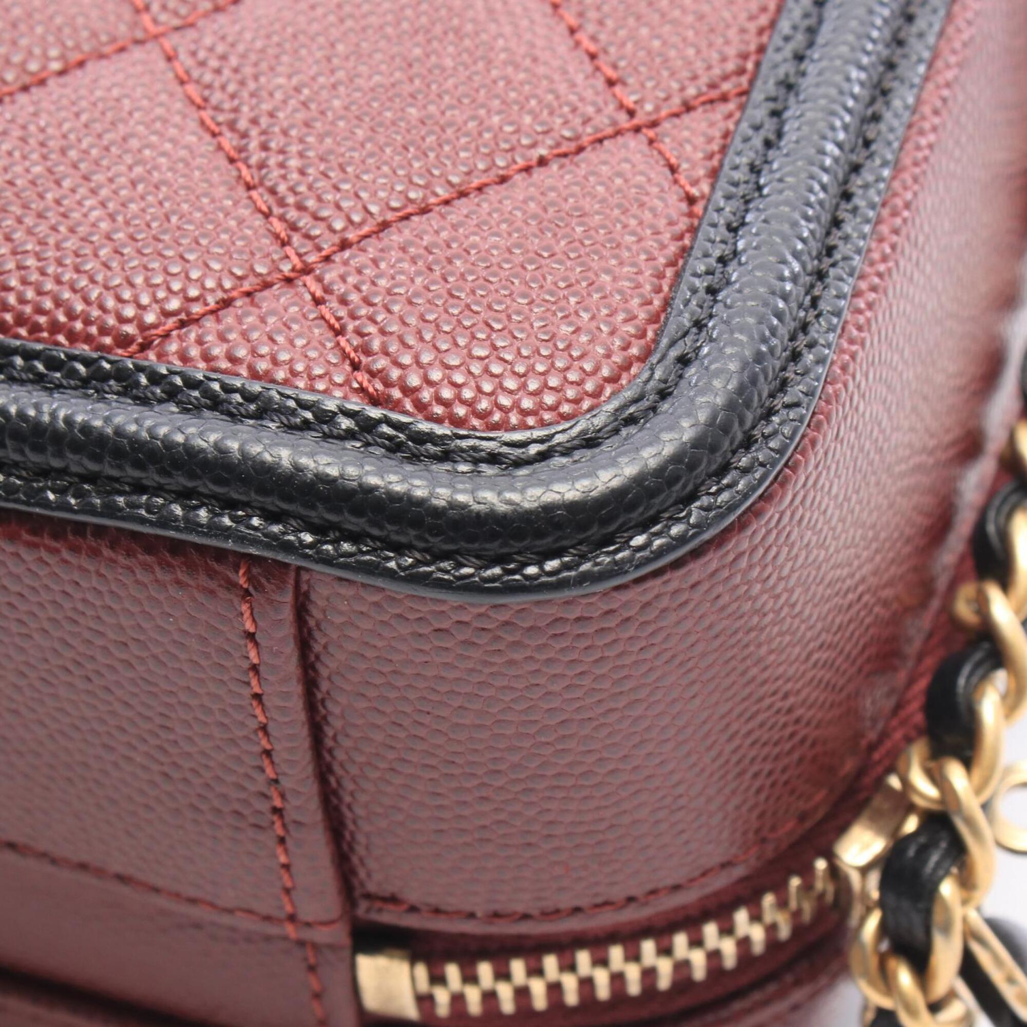 Chanel Black Bordeaux Grained Calfskin Shoulder Bag Vanity Bag (Pre-Owned)