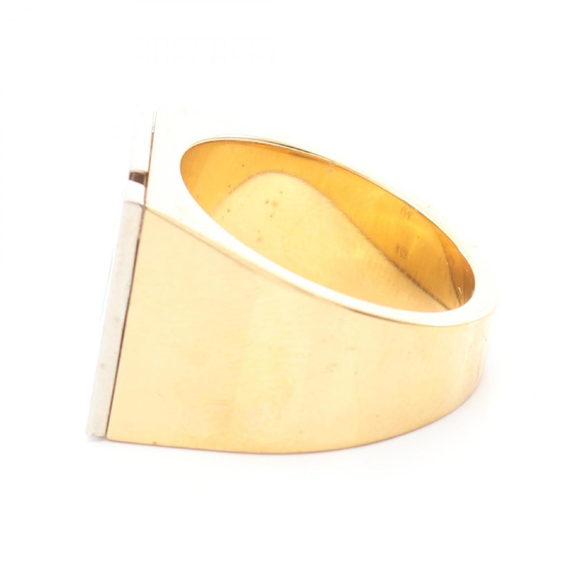 Fendi Gold Silver Gold Plating Band Ring (Pre-Owned)
