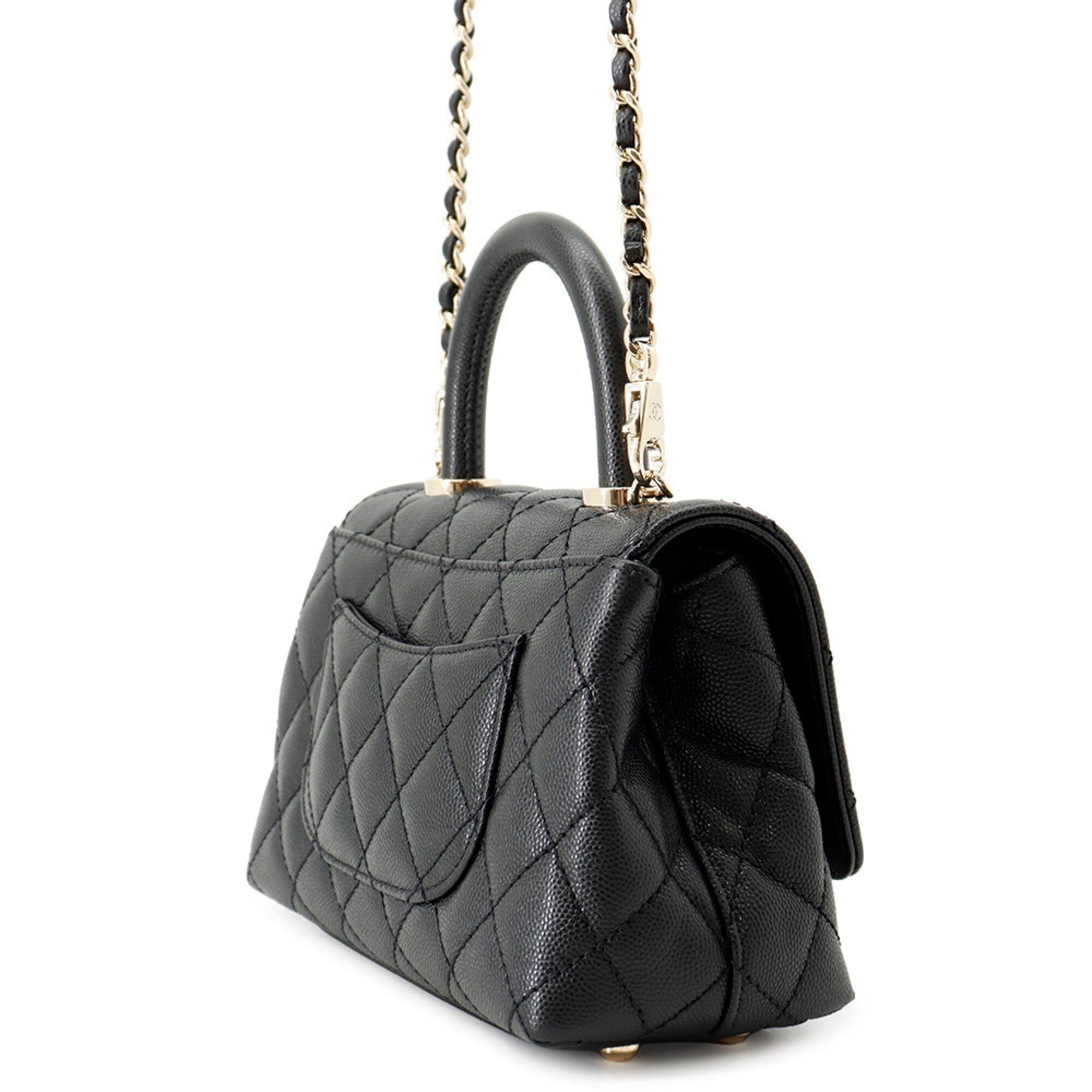 Chanel Matelasse Black Grained Calfskin Handbag (Pre-Owned)