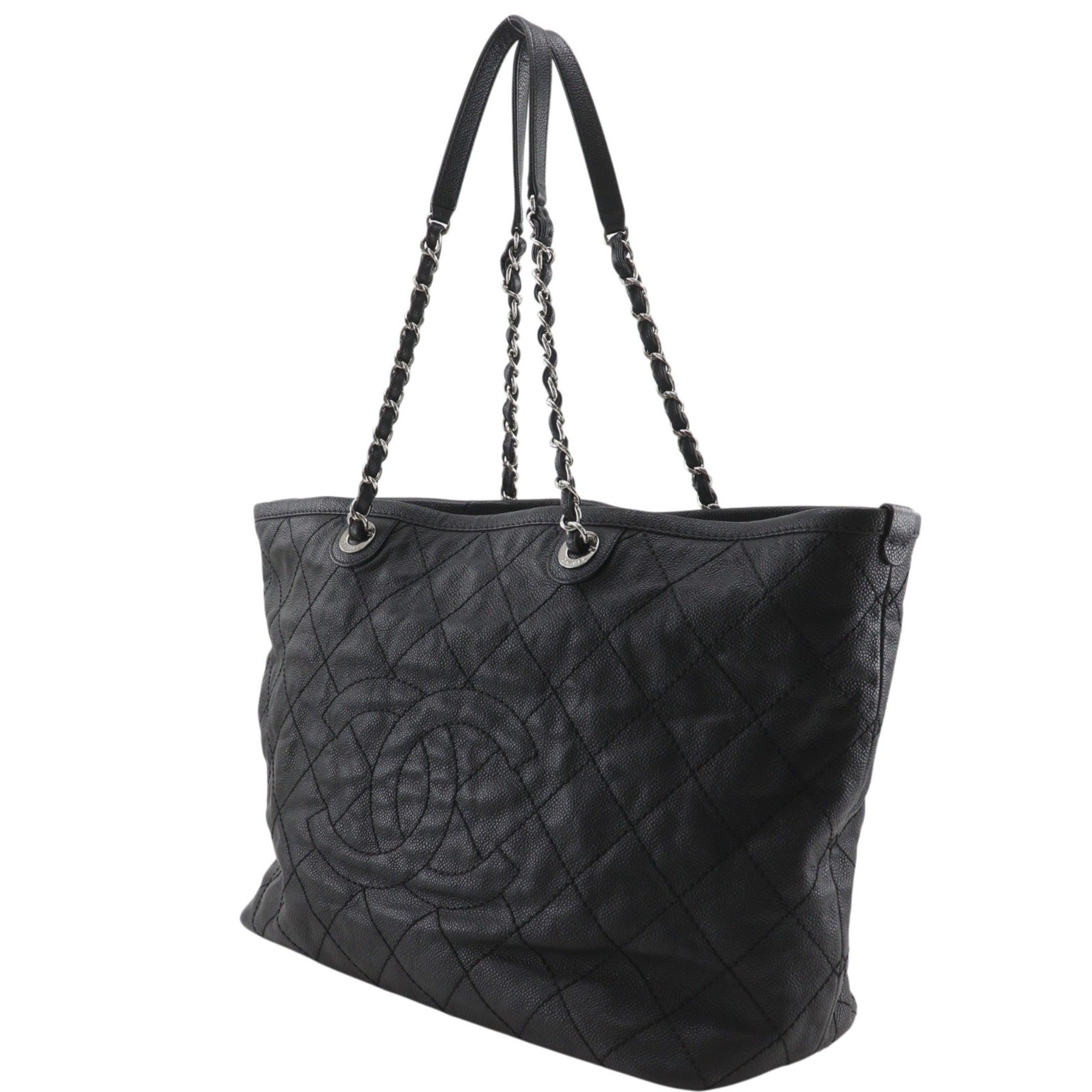 Chanel Black Grained Calfskin Tote Bag (Pre-Owned)